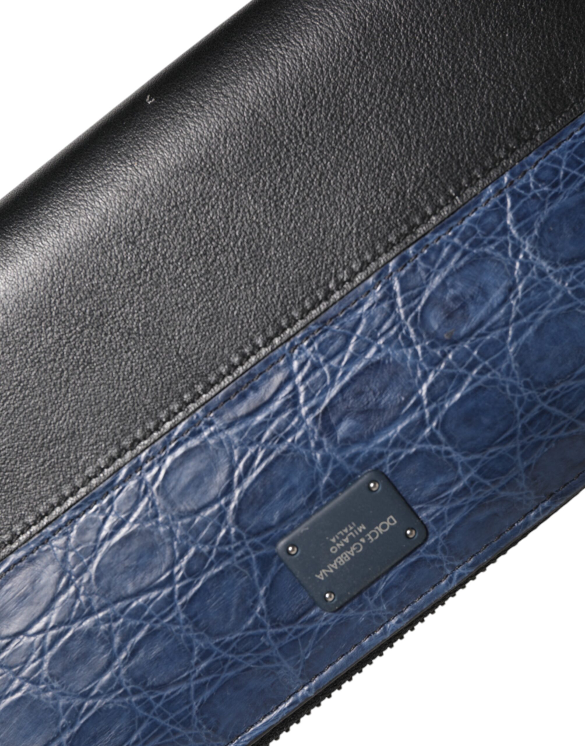 Dolce & Gabbana Black Blue Exotic Leather Men Continental Clutch Wallet - Image 6