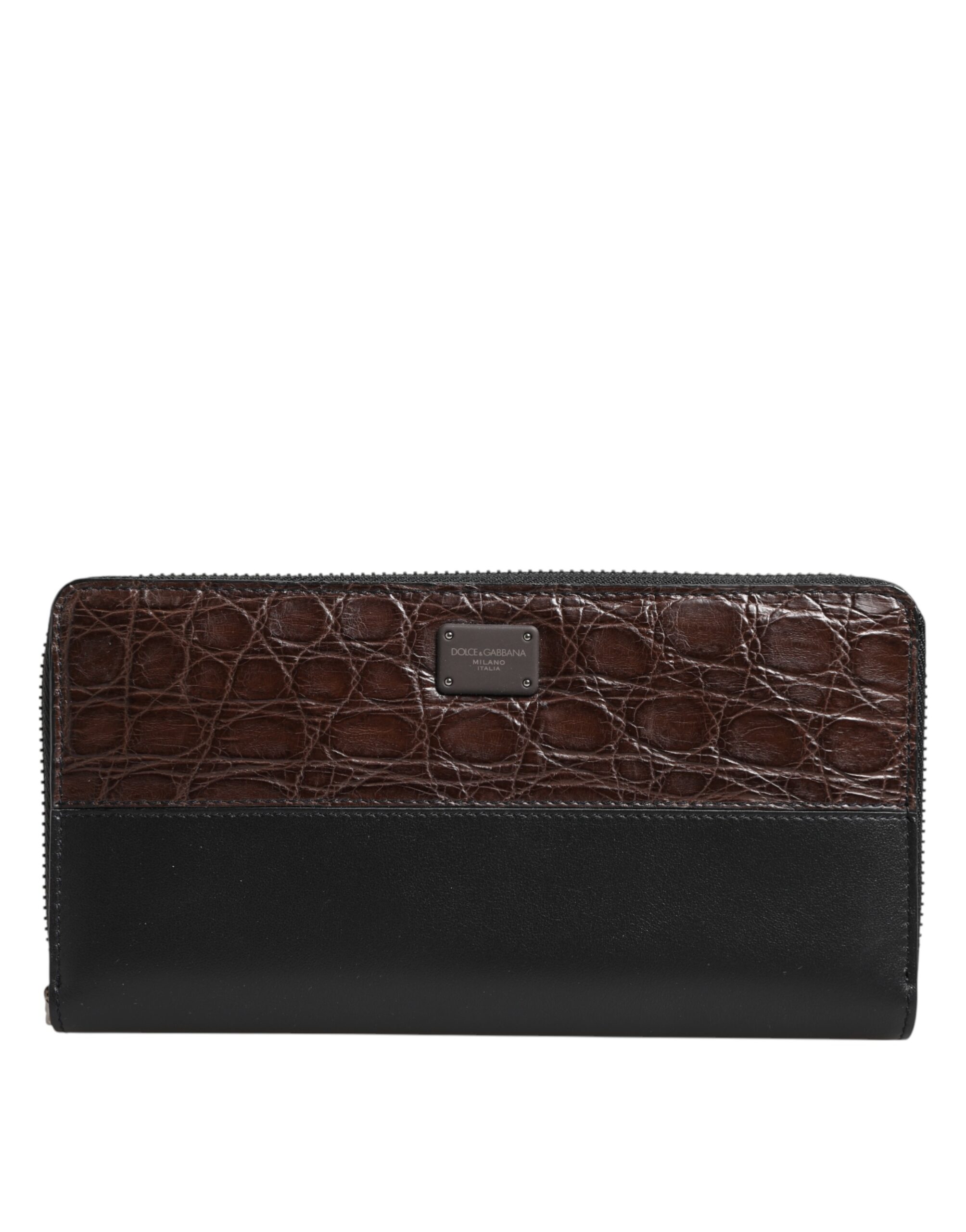 Dolce & Gabbana Black Brown Exotic Leather Men Continental Clutch Wallet - Image 2