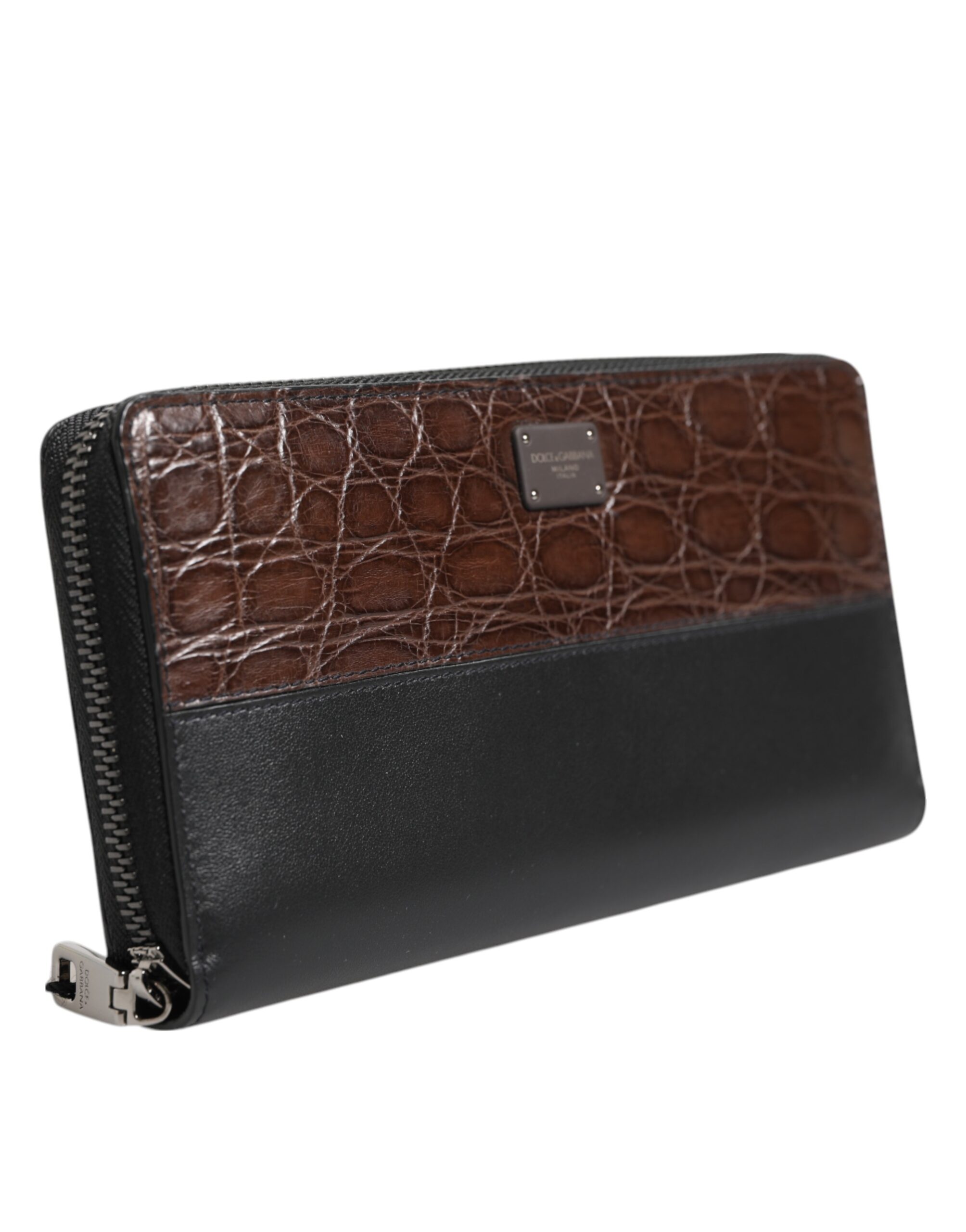 Dolce & Gabbana Black Brown Exotic Leather Men Continental Clutch Wallet - Image 3