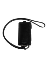 Dolce & Gabbana Black Leather Logo Embossed Lanyard Card Holder Wallet
