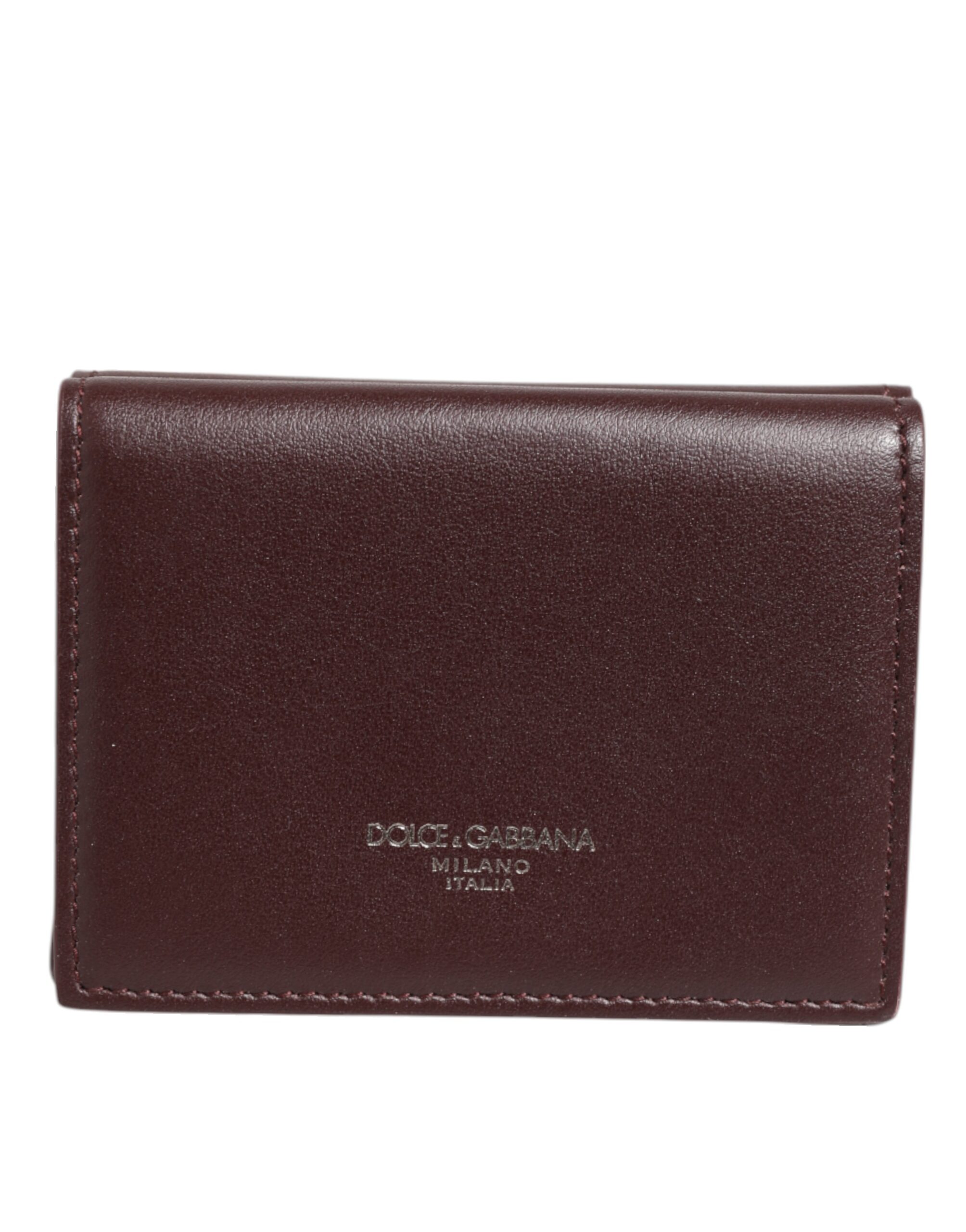 Dolce & Gabbana Leather Embossed Logo Trifold Men Card Holder Dark Brown - Image 2