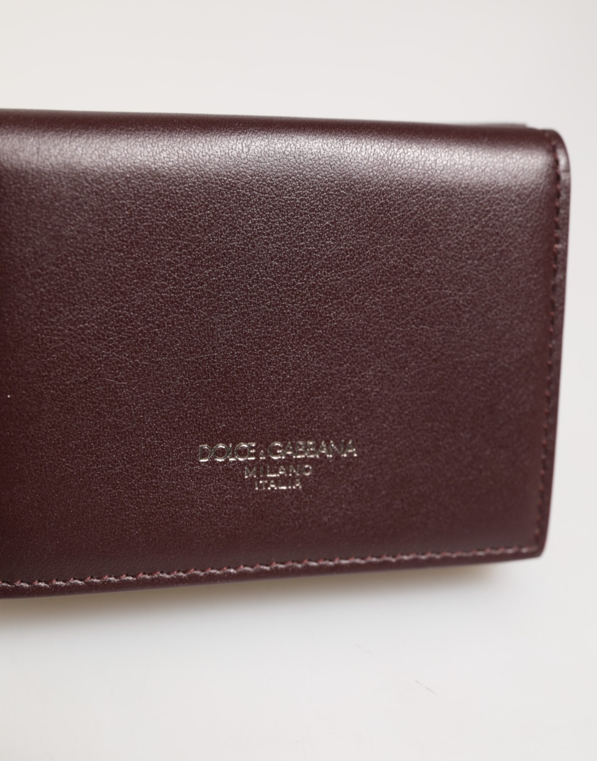 Dolce & Gabbana Leather Embossed Logo Trifold Men Card Holder Dark Brown - Image 3