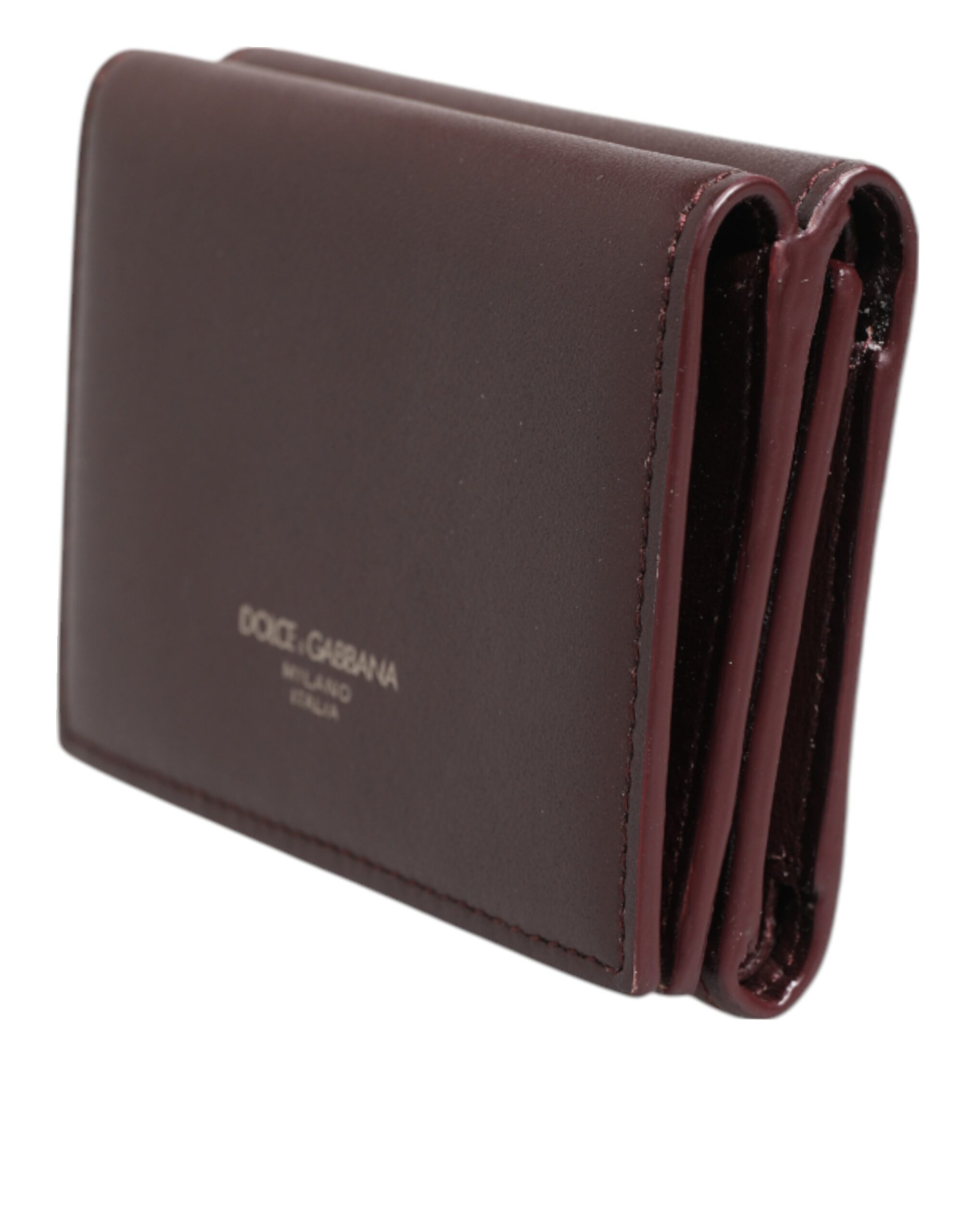 Dolce & Gabbana Leather Embossed Logo Trifold Men Card Holder Dark Brown - Image 4