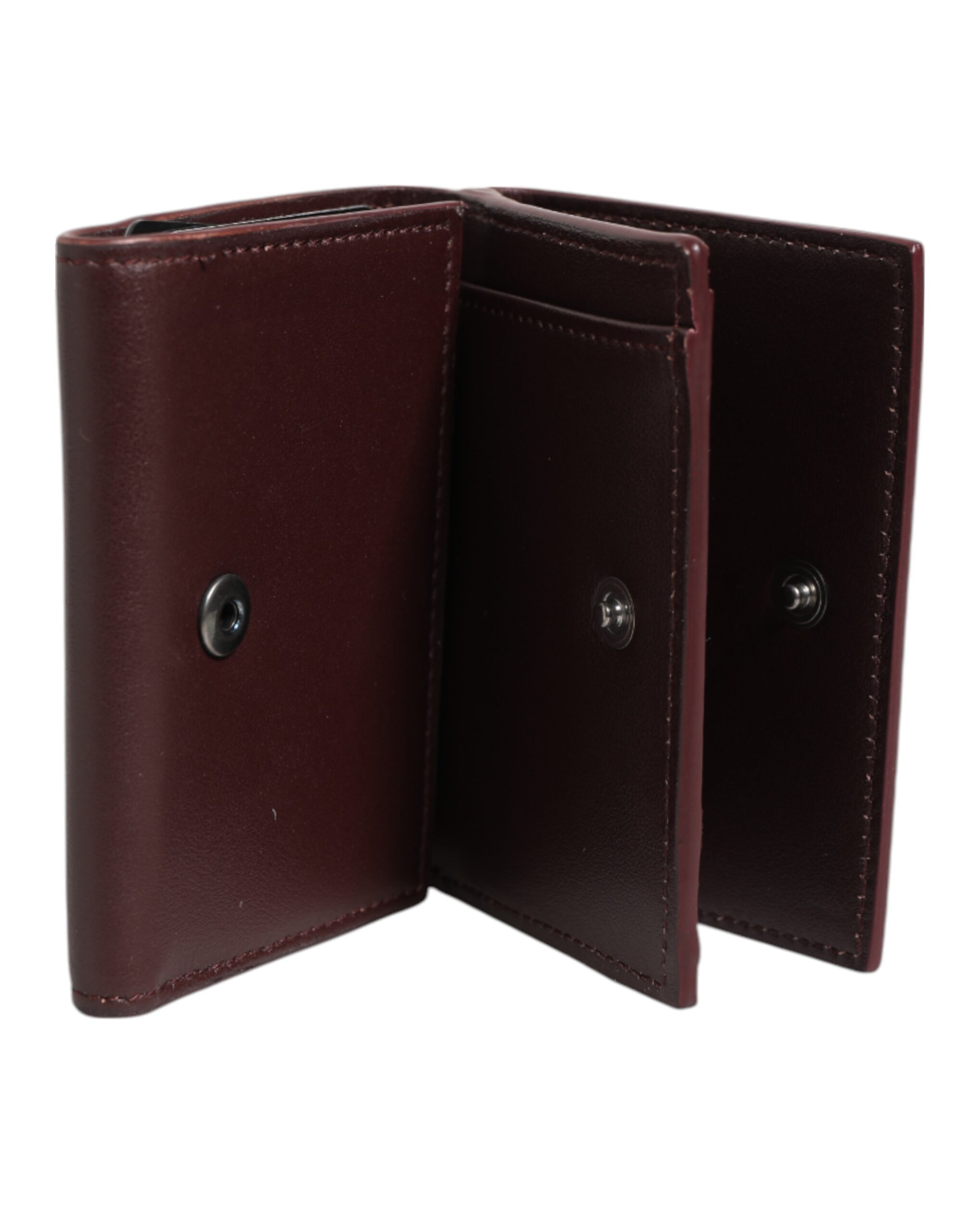 Dolce & Gabbana Leather Embossed Logo Trifold Men Card Holder Dark Brown - Image 7