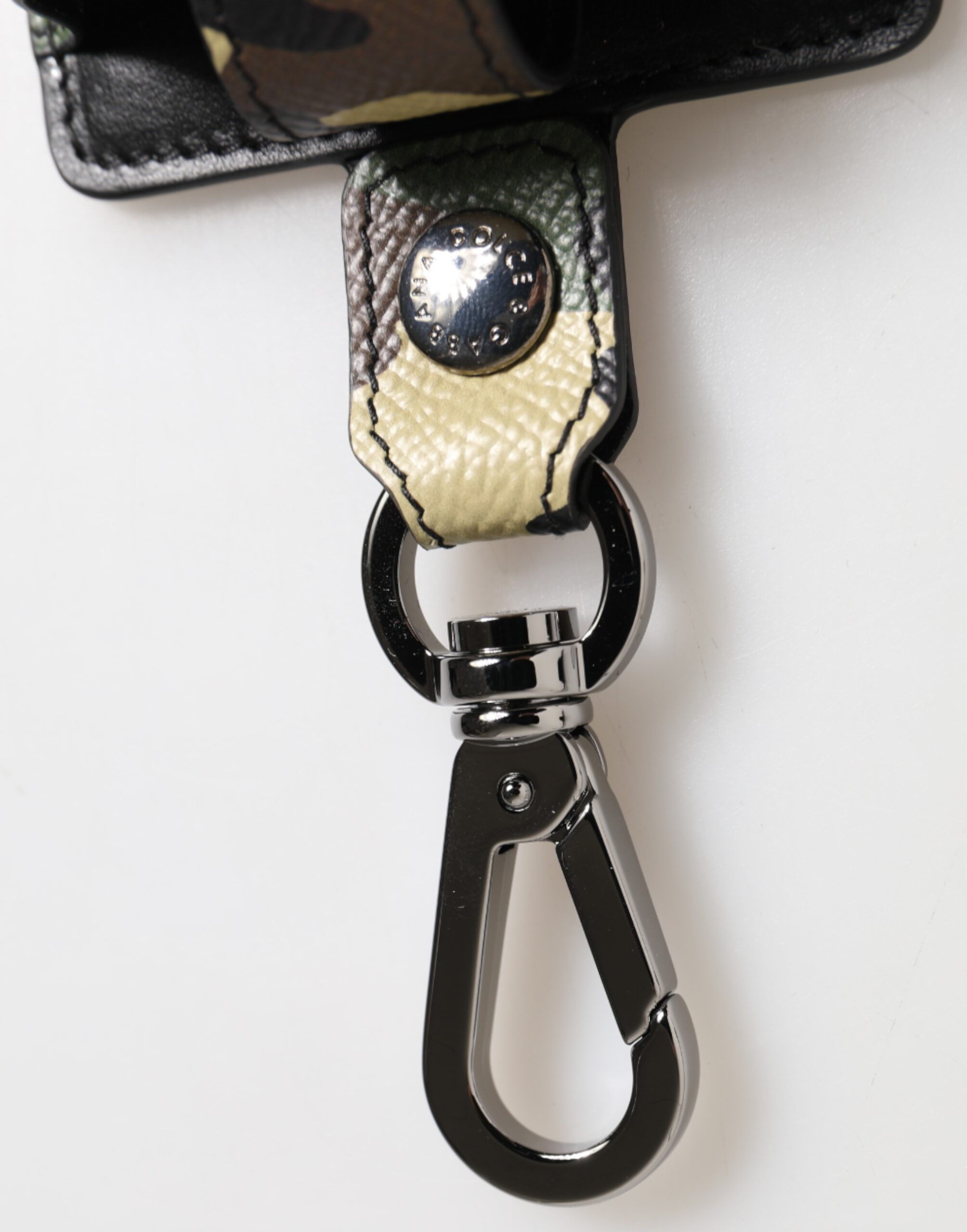 Dolce & Gabbana Multicolor Camouflage Leather Metal Accessory Airpods Case - Image 3