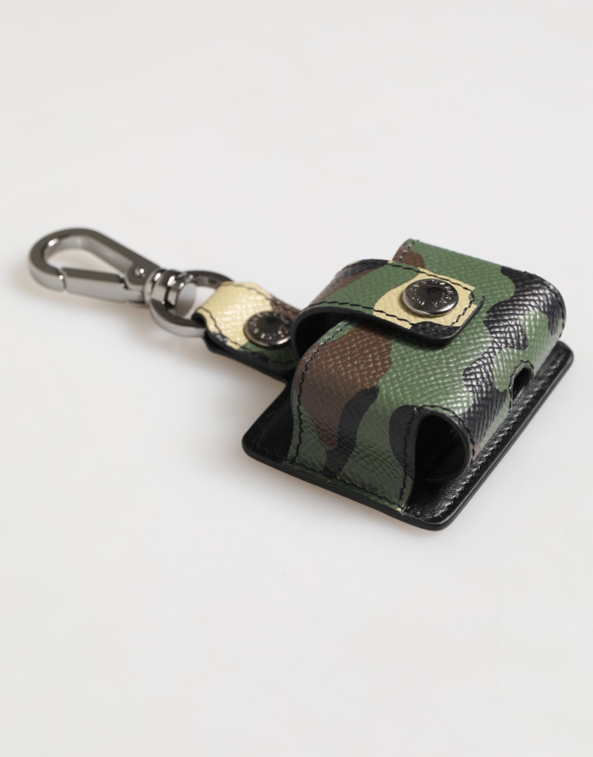 Dolce & Gabbana Multicolor Camouflage Leather Metal Accessory Airpods Case - Image 4