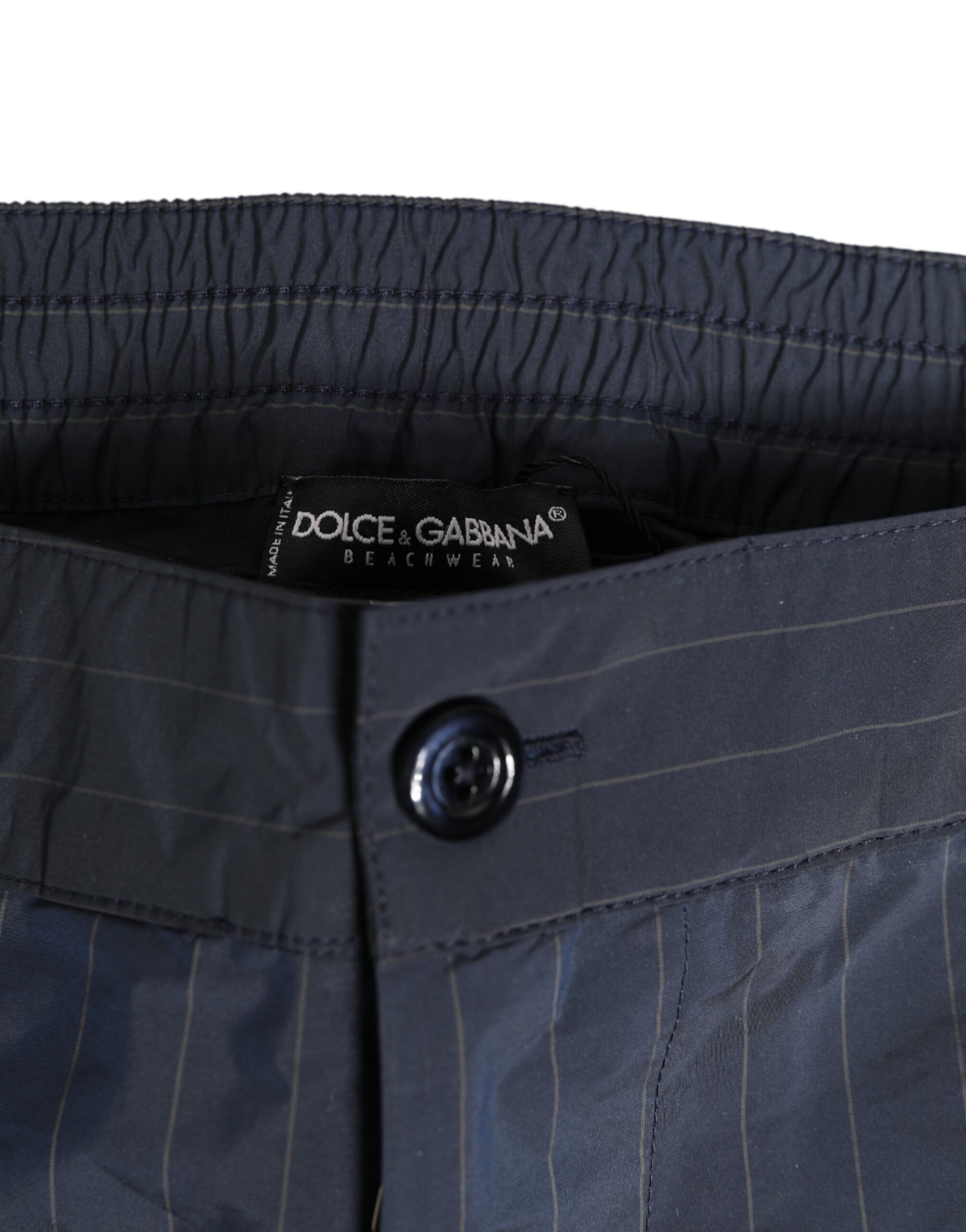 Dolce & Gabbana Navy Blue Polyester Pinstripe Men Shorts Swimwear - Image 3