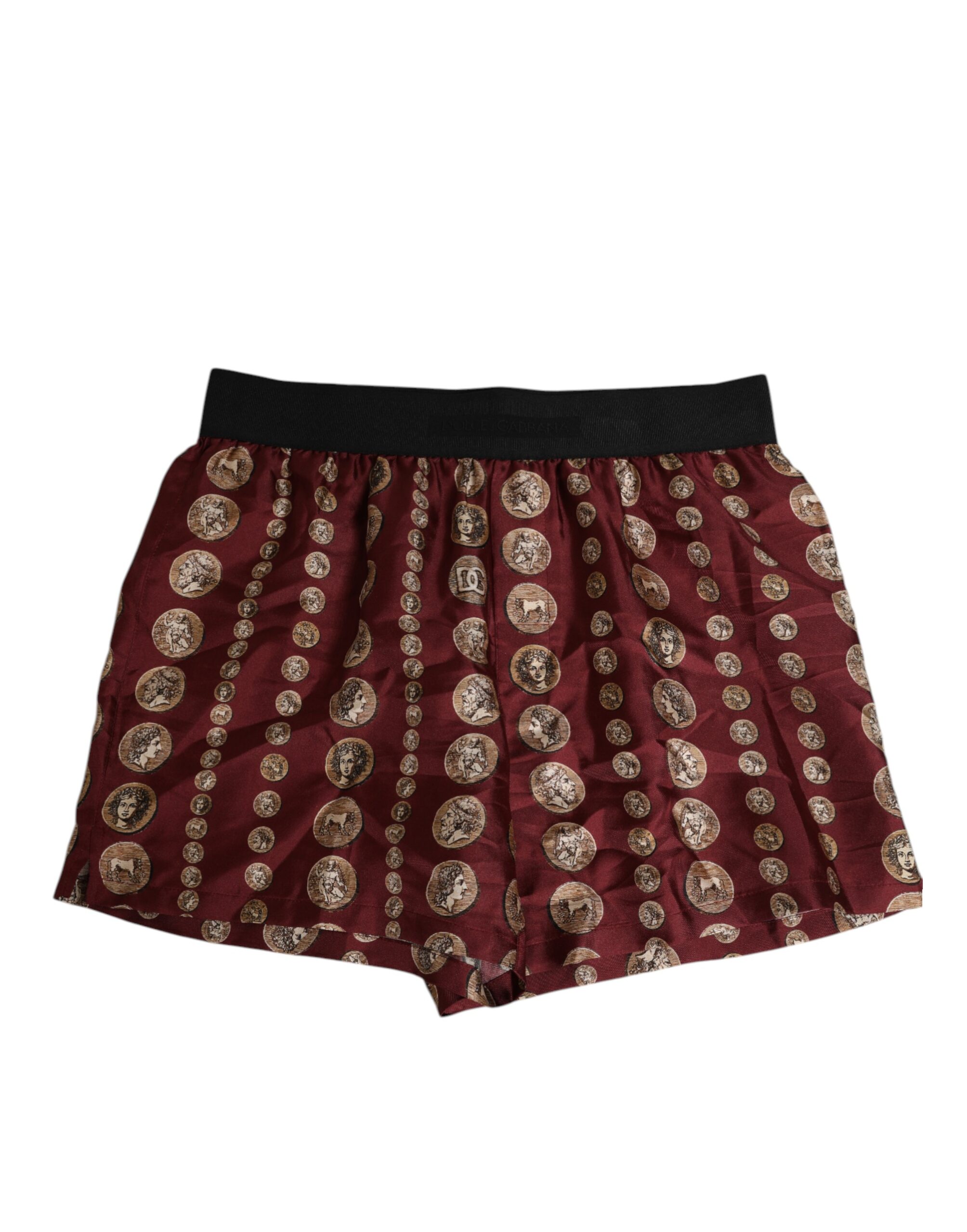 Dolce & Gabbana Burgundy Silk Coin Print Men Boxer Short Swimwear - Image 2