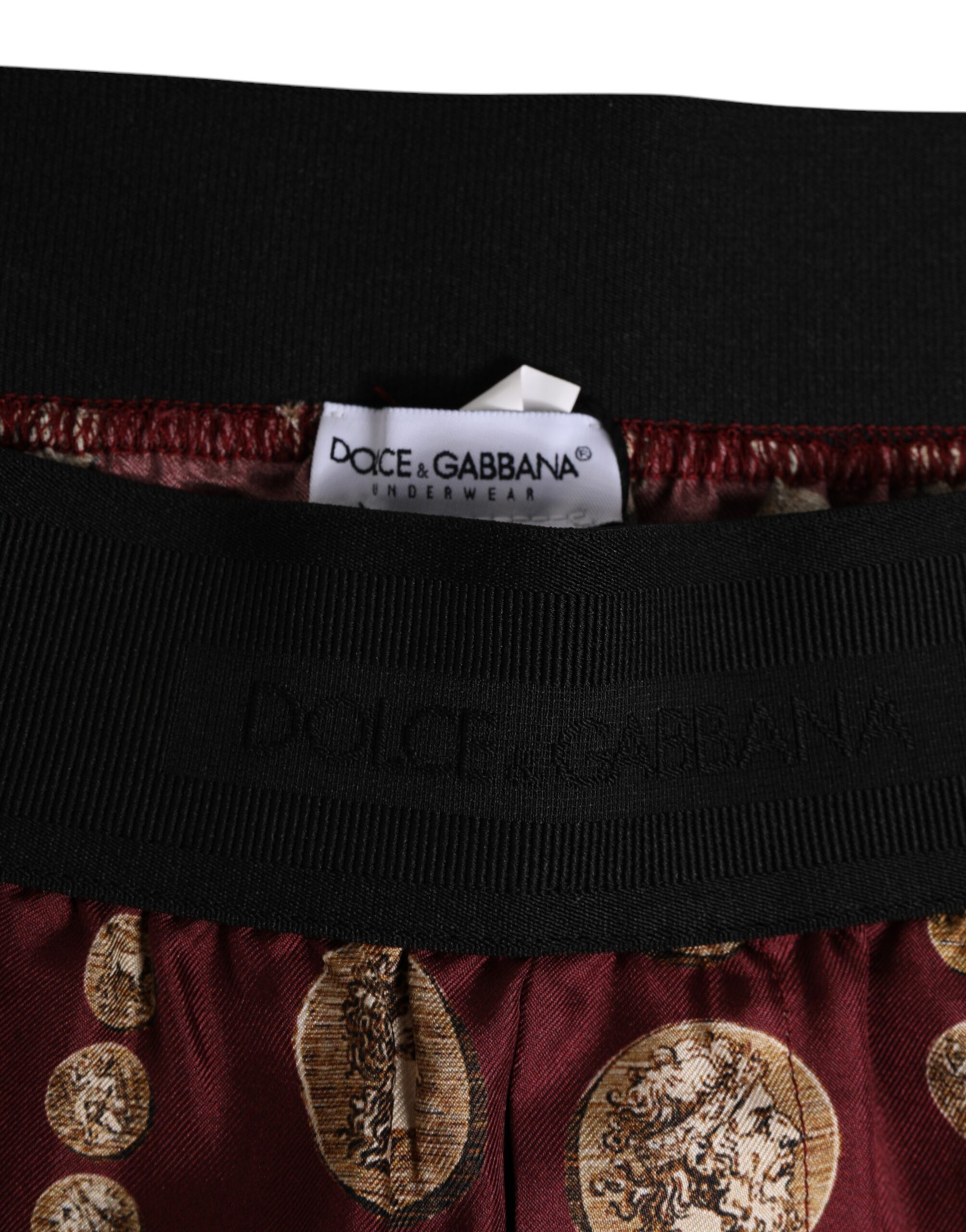 Dolce & Gabbana Burgundy Silk Coin Print Men Boxer Short Swimwear - Image 3
