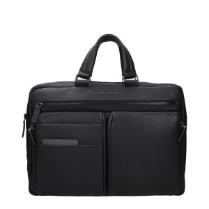 Piquadro Black Leather Business And Laptop Bag