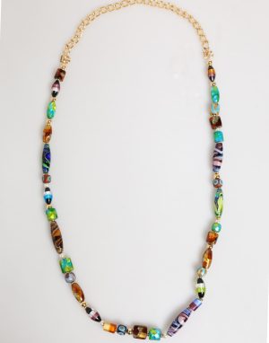 Dolce & Gabbana Multicolor Murano Glass Beads Brass Women Jewelry Necklace
