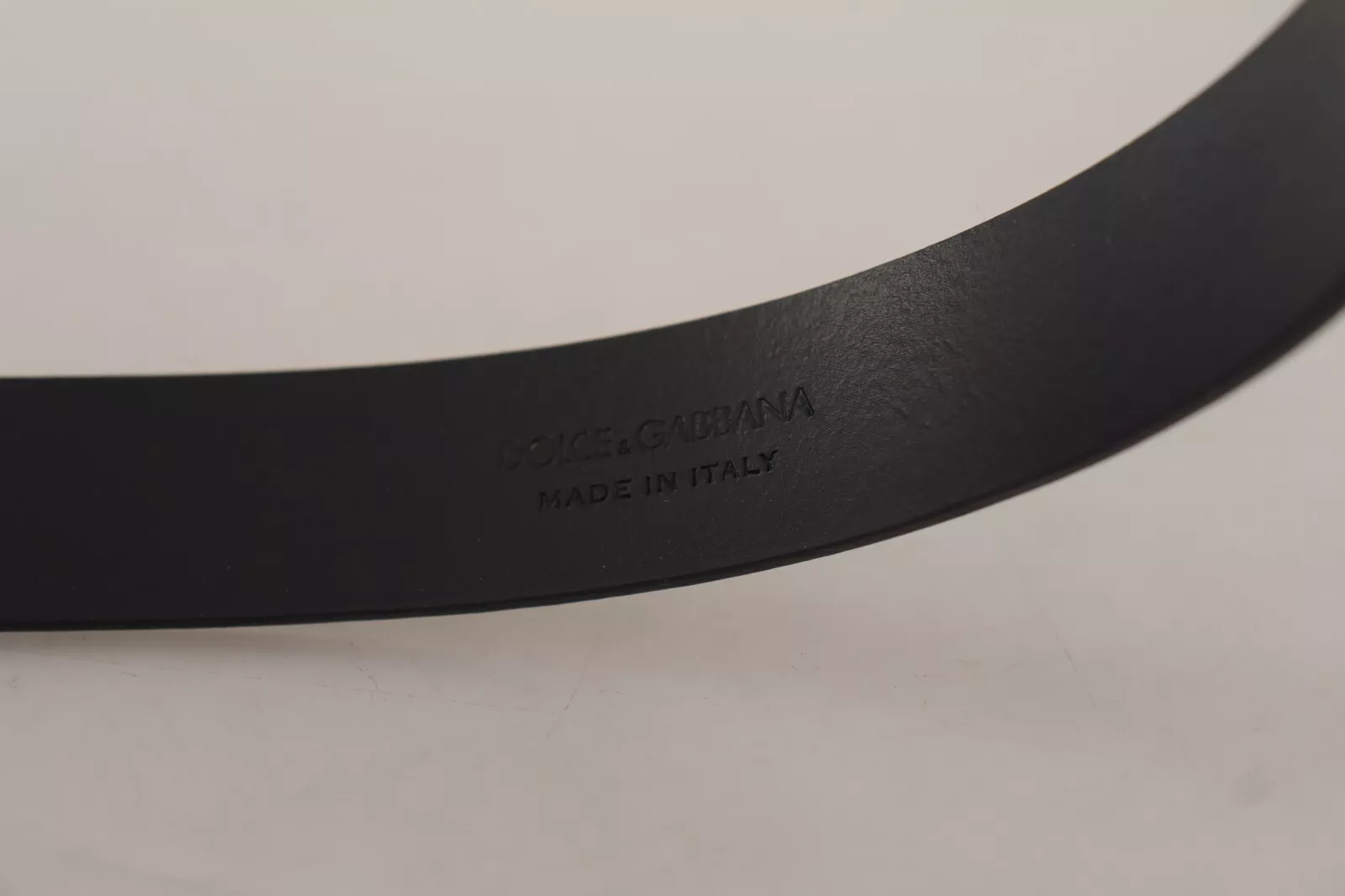 Dolce & Gabbana Calf Leather Silver Tone Black Metal Buckle Belt - Image 5