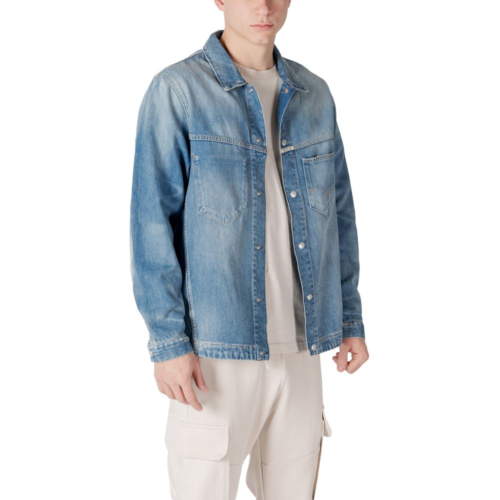 Replay Light Blue Cotton Denim Jacket - Image 3