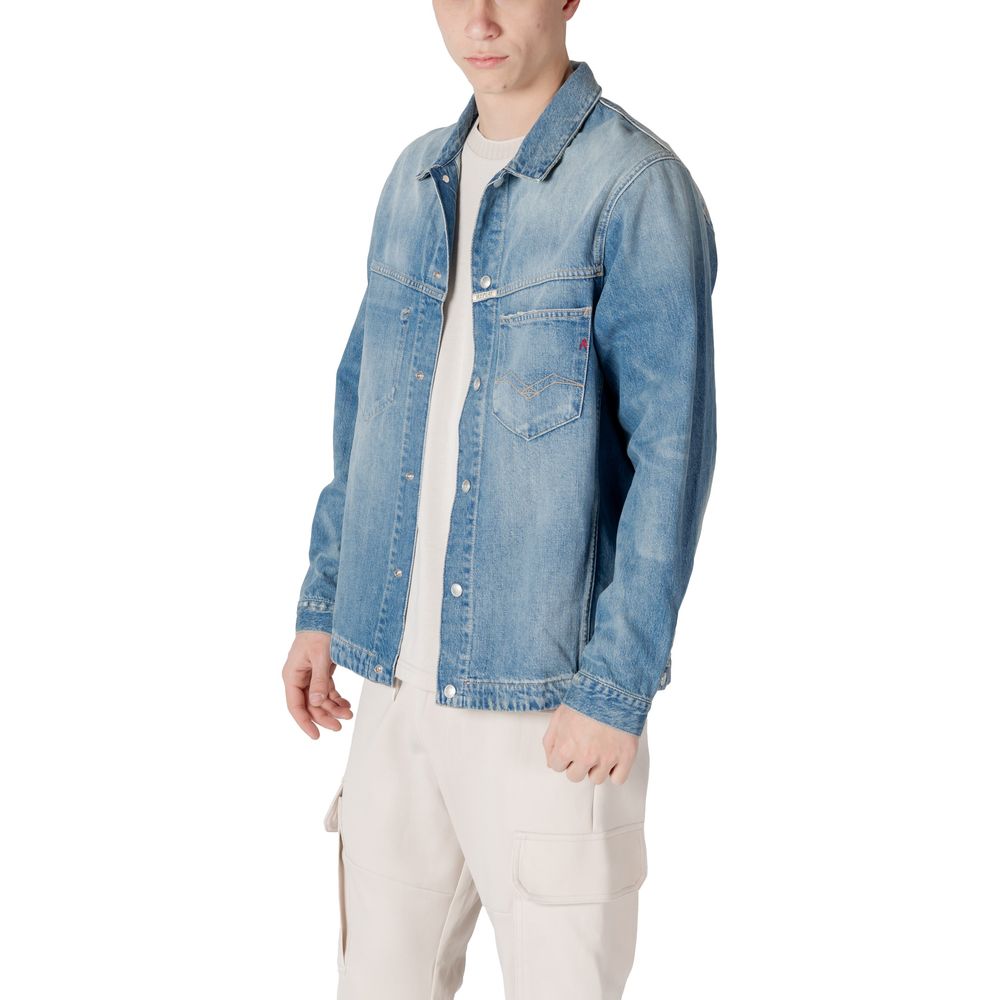 Replay Light Blue Cotton Denim Jacket - Image 4