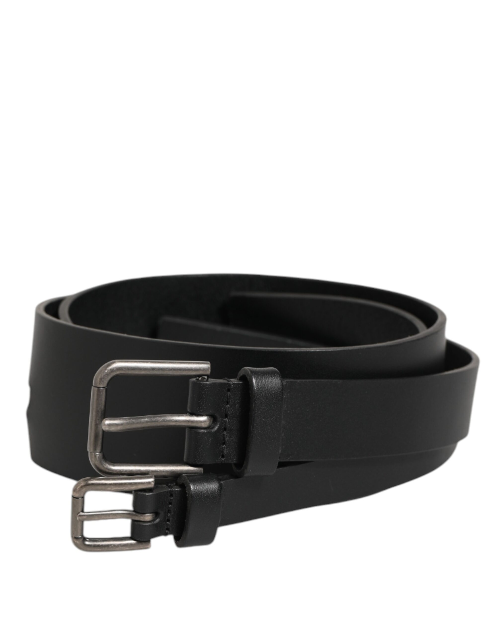 Dolce & Gabbana Black Double Strap Leather Buckle Men Belt - Image 2