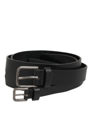 Dolce & Gabbana Black Double Strap Leather Buckle Men Belt
