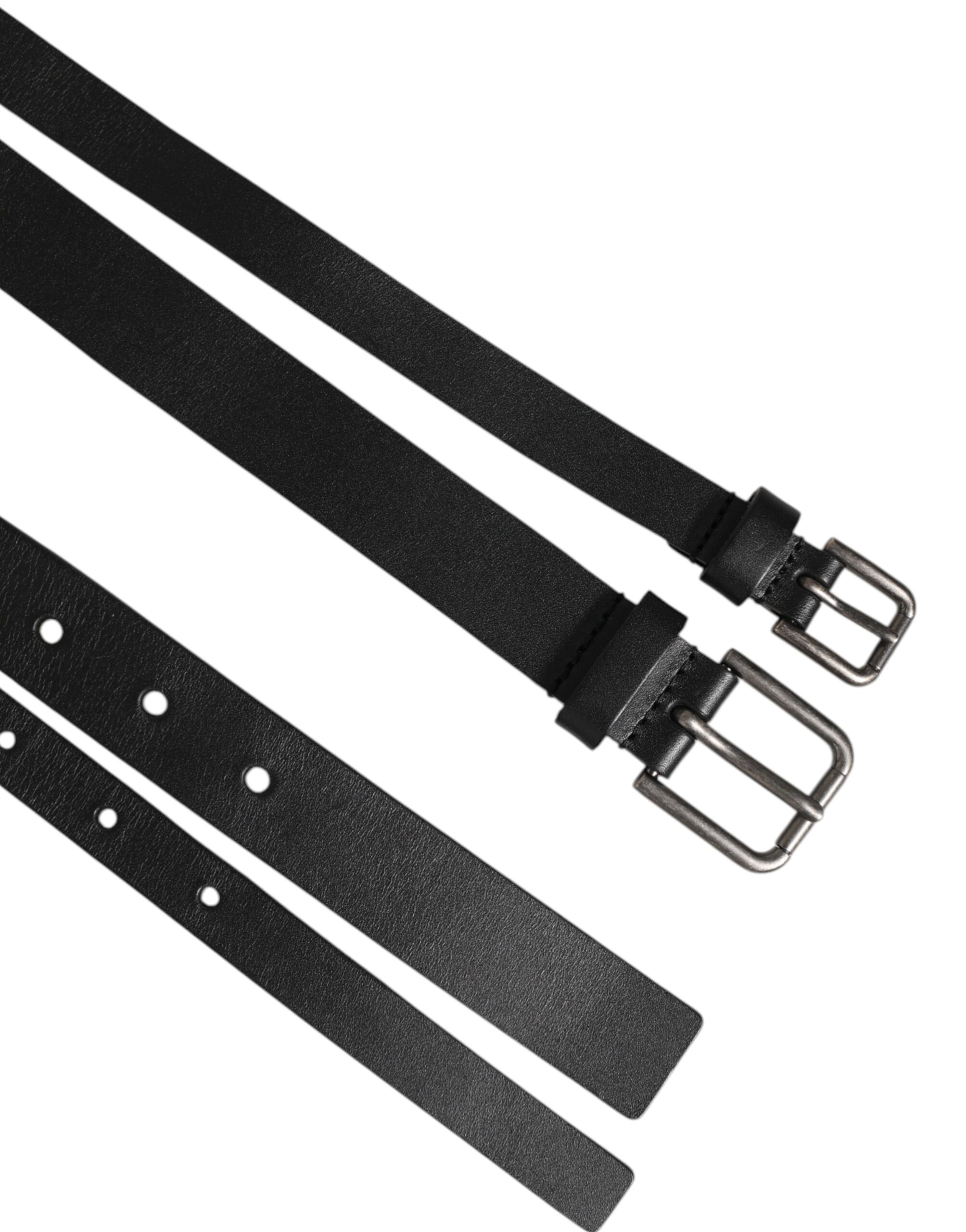 Dolce & Gabbana Black Double Strap Leather Buckle Men Belt - Image 3