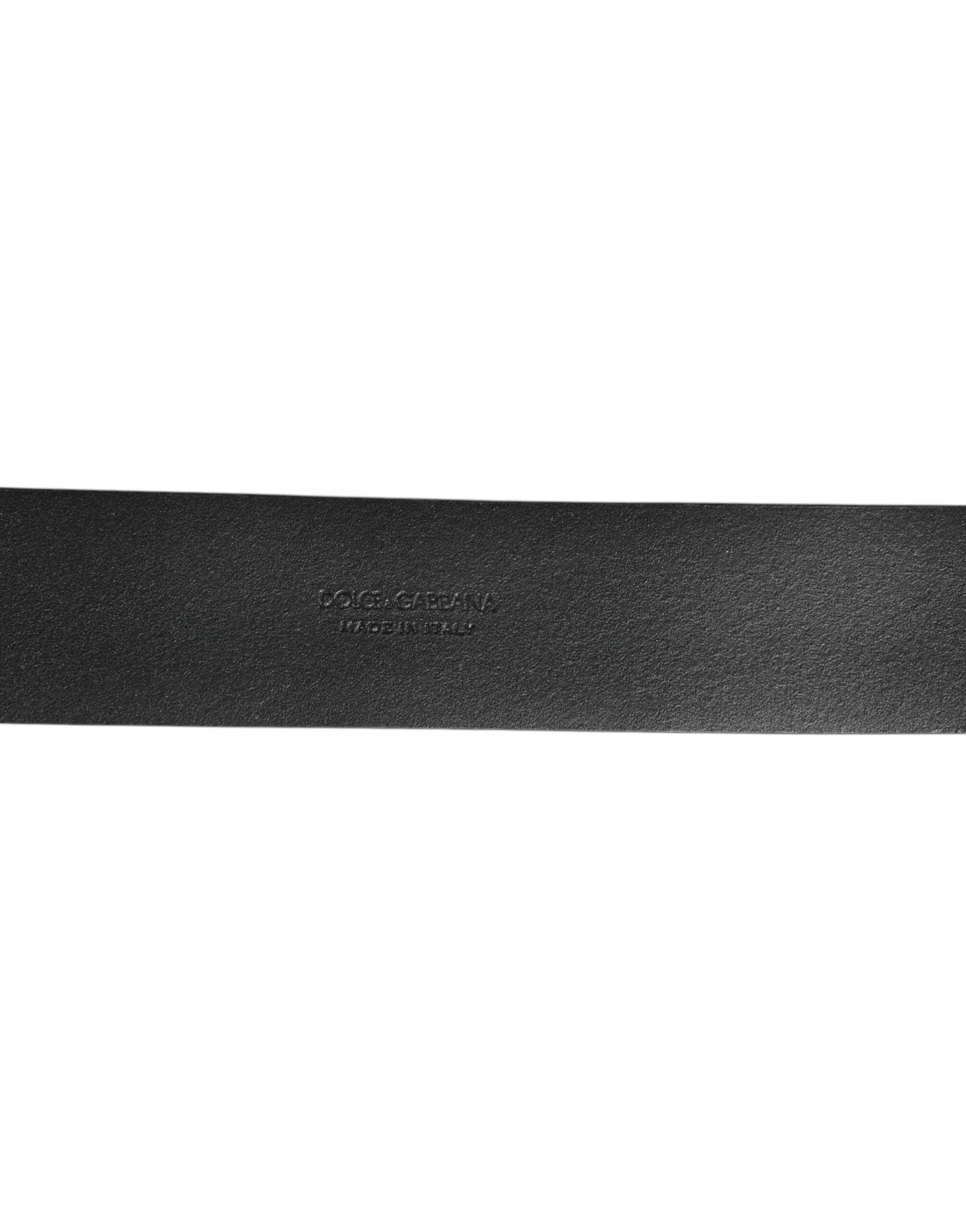 Dolce & Gabbana Black Leather Side Rings Brass Buckle Belt - Image 3
