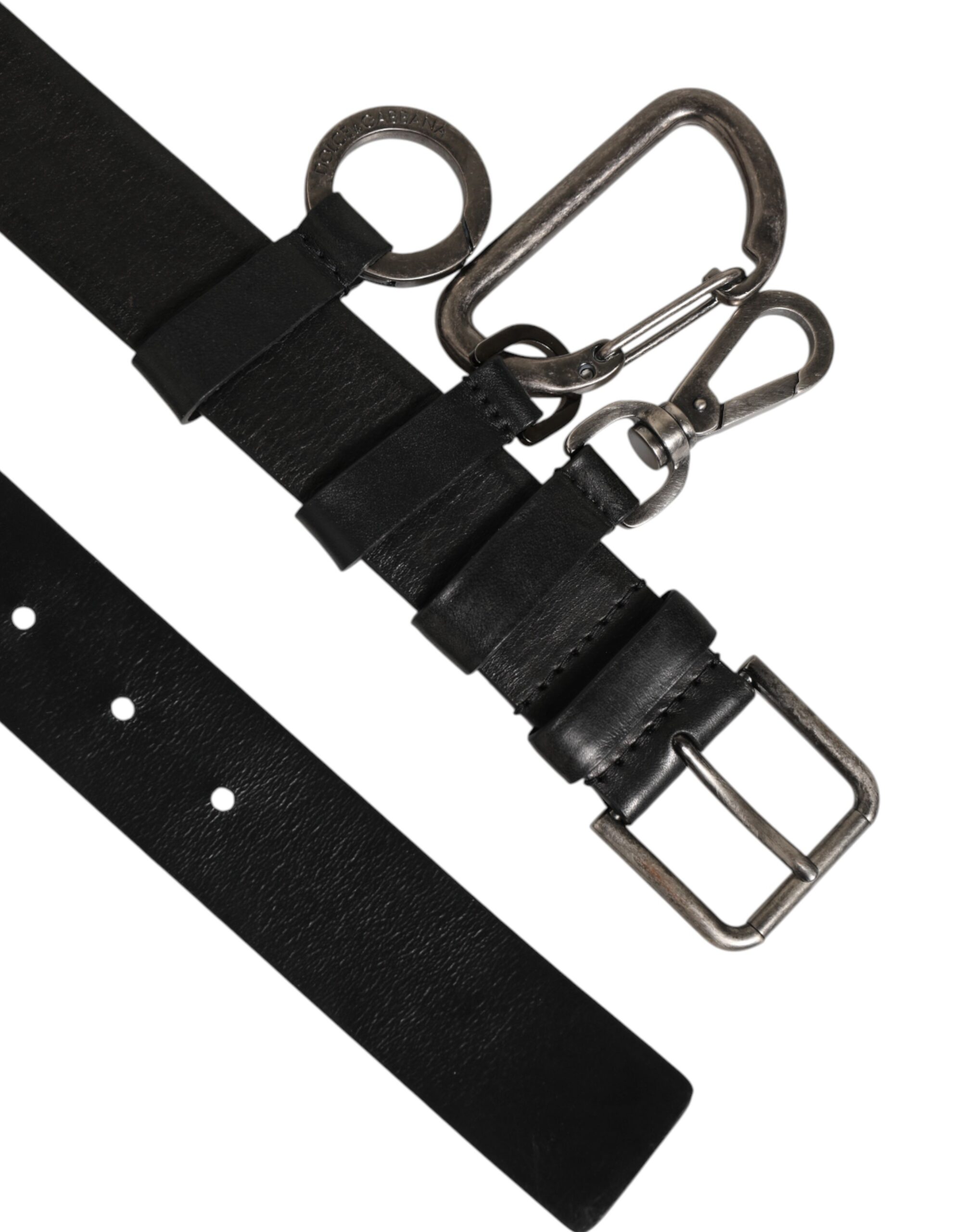 Dolce & Gabbana Black Key Ring Clip Attachments Buckle Belt - Image 4