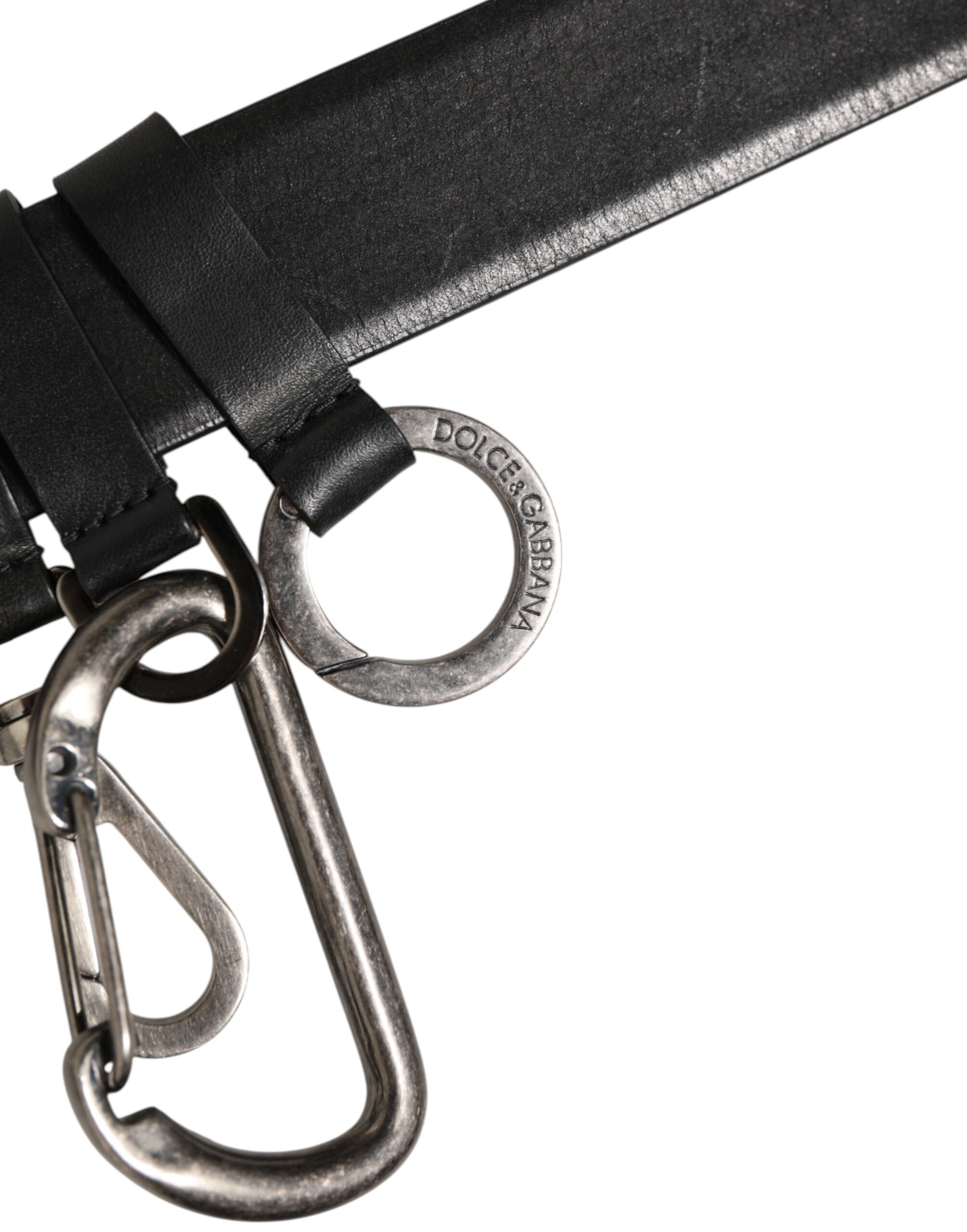 Dolce & Gabbana Black Key Ring Clip Attachments Buckle Belt - Image 3
