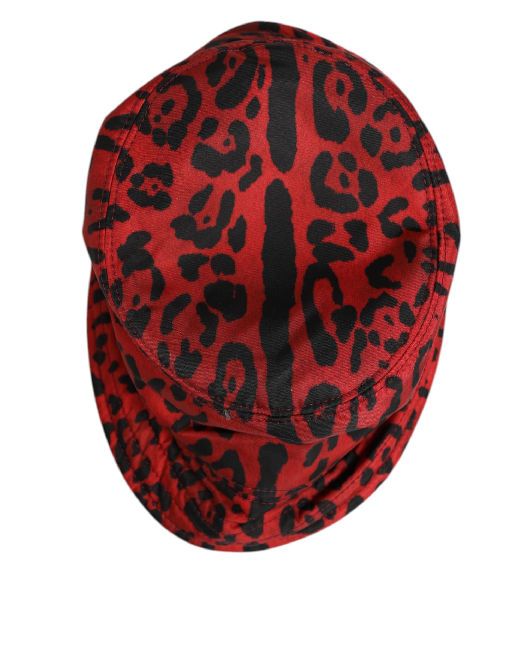 Dolce & Gabbana Red Black Nylon Leopard Print Bucket Men Cap Hat - Image 3
