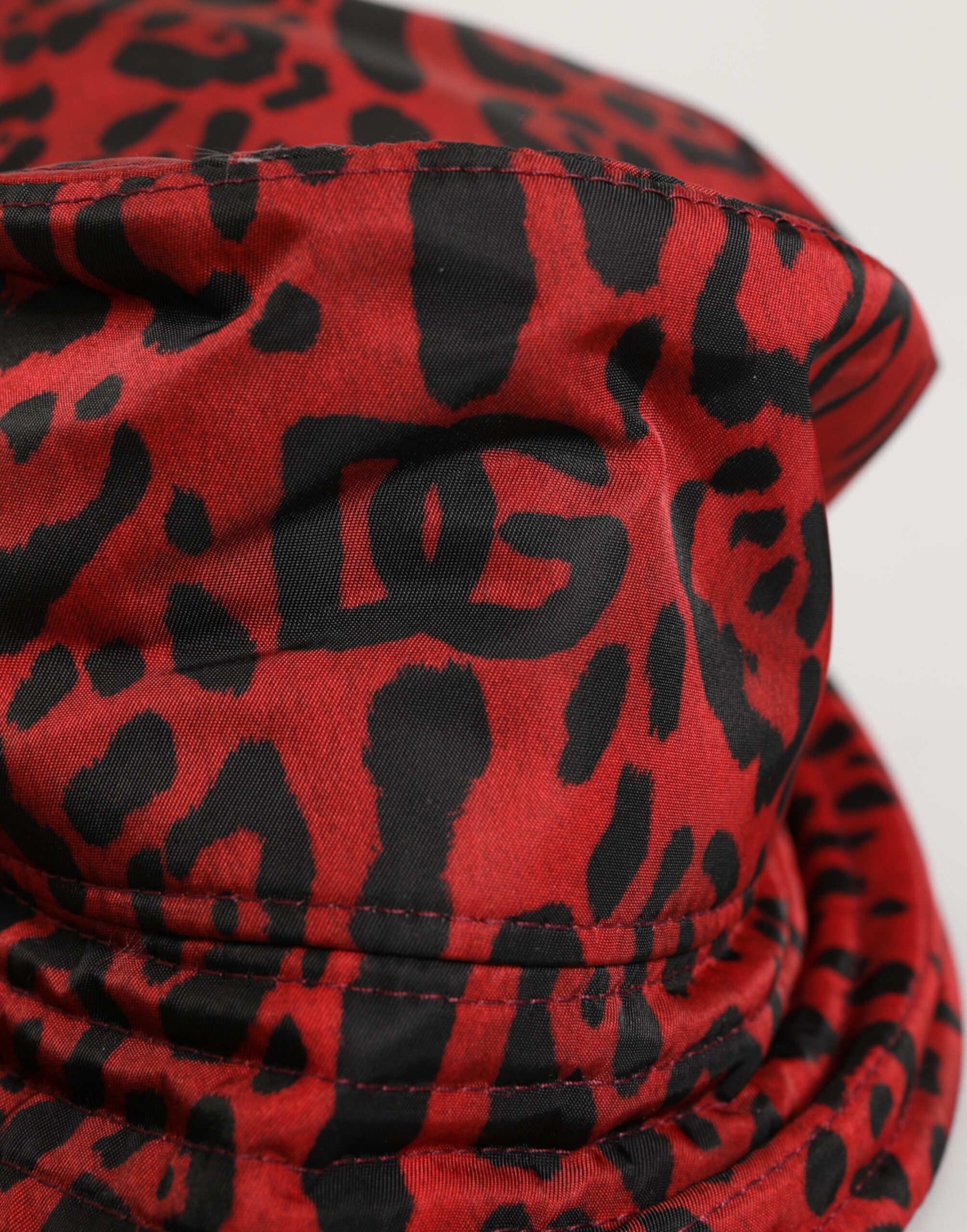 Dolce & Gabbana Red Black Nylon Leopard Print Bucket Men Cap Hat - Image 6