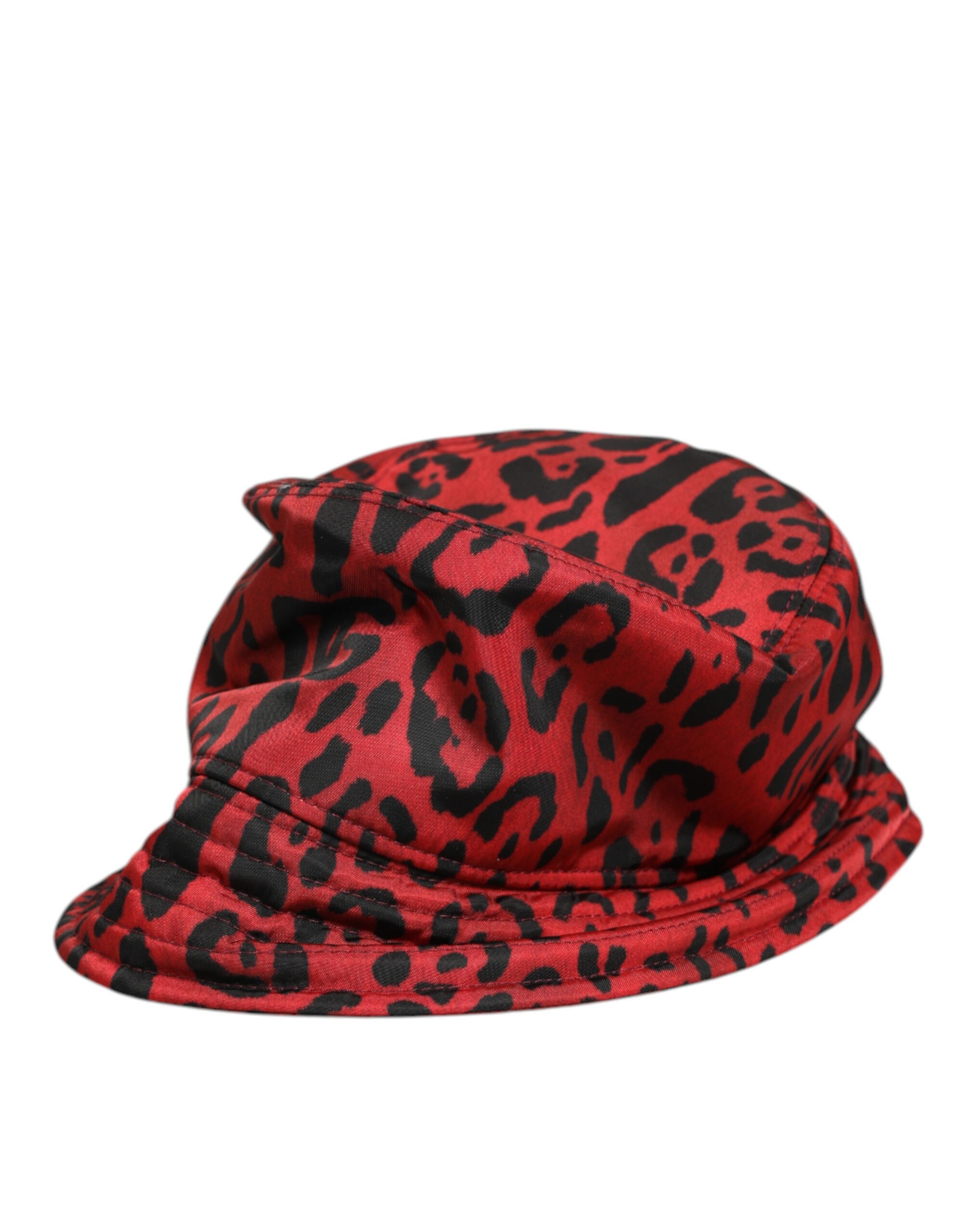 Dolce & Gabbana Red Black Nylon Leopard Print Bucket Men Cap Hat - Image 4