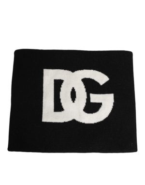 Dolce & Gabbana Black D&G Logo Cashmere Knitted Men One Size Scarf