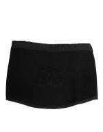 Dolce & Gabbana Black Lace Stole Knitted DG Logo Men One Size Scarf