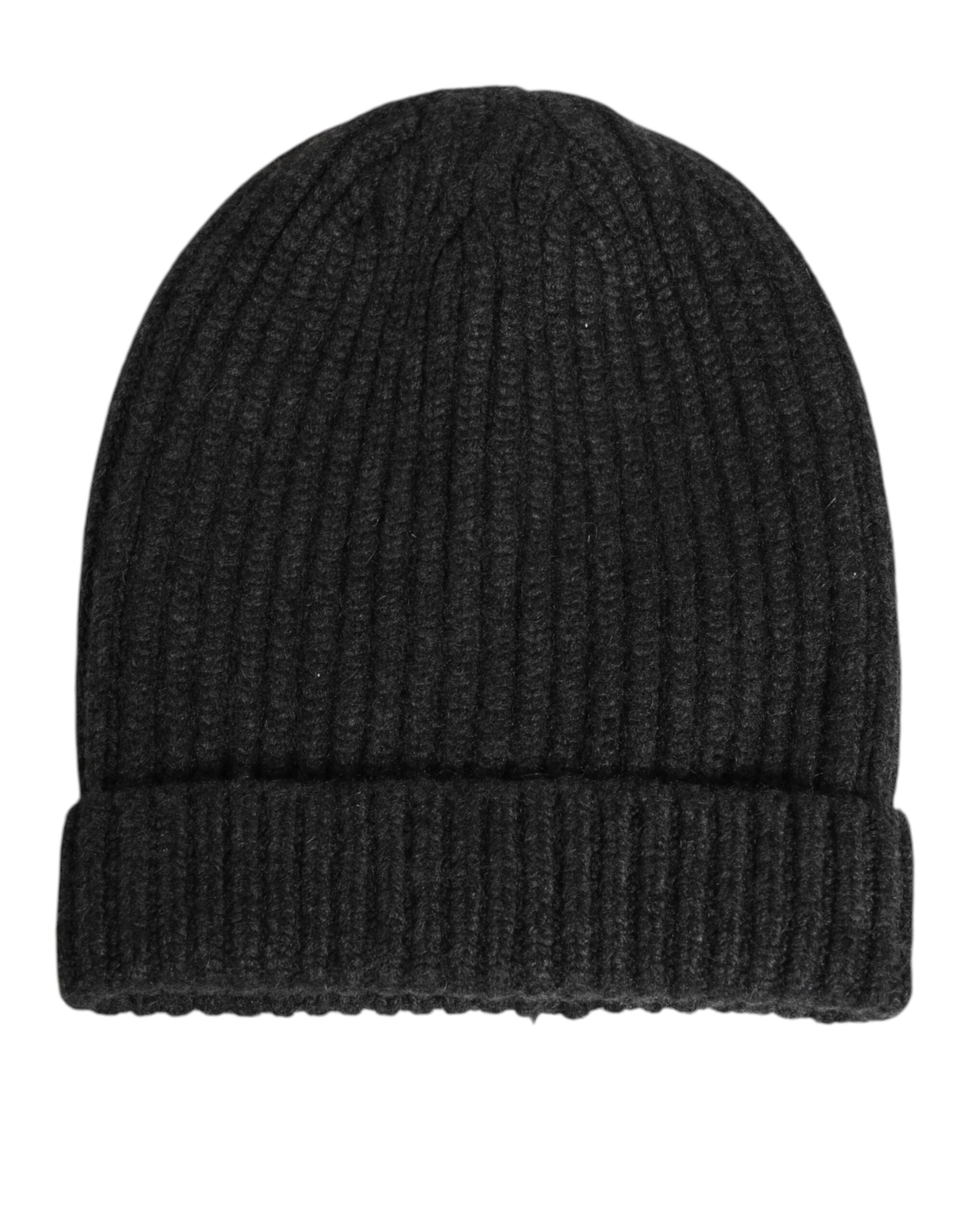 Dolce & Gabbana Black Cashmere Knitted Beanie Men Capello Hat - Image 2