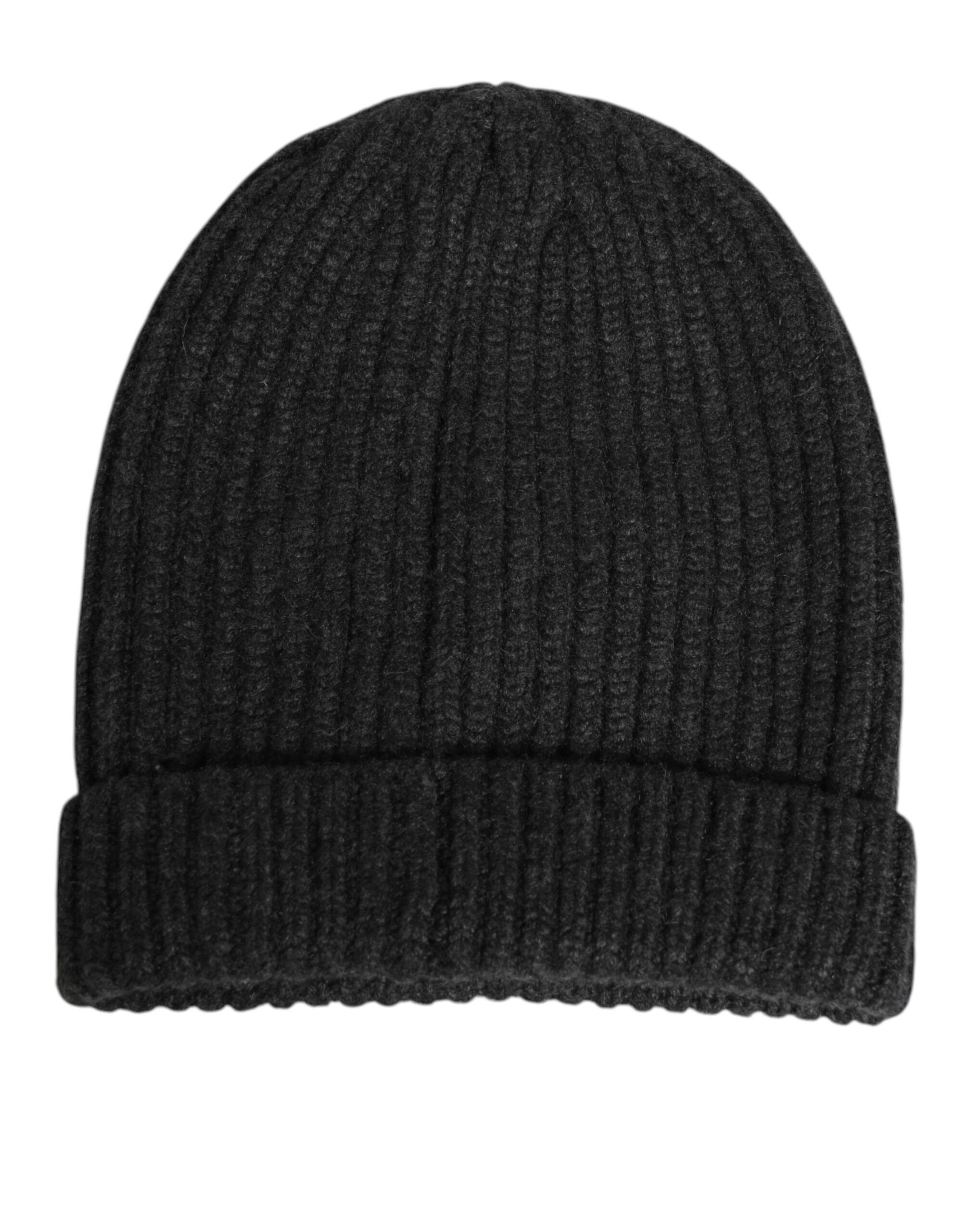 Dolce & Gabbana Black Cashmere Knitted Beanie Men Capello Hat - Image 3