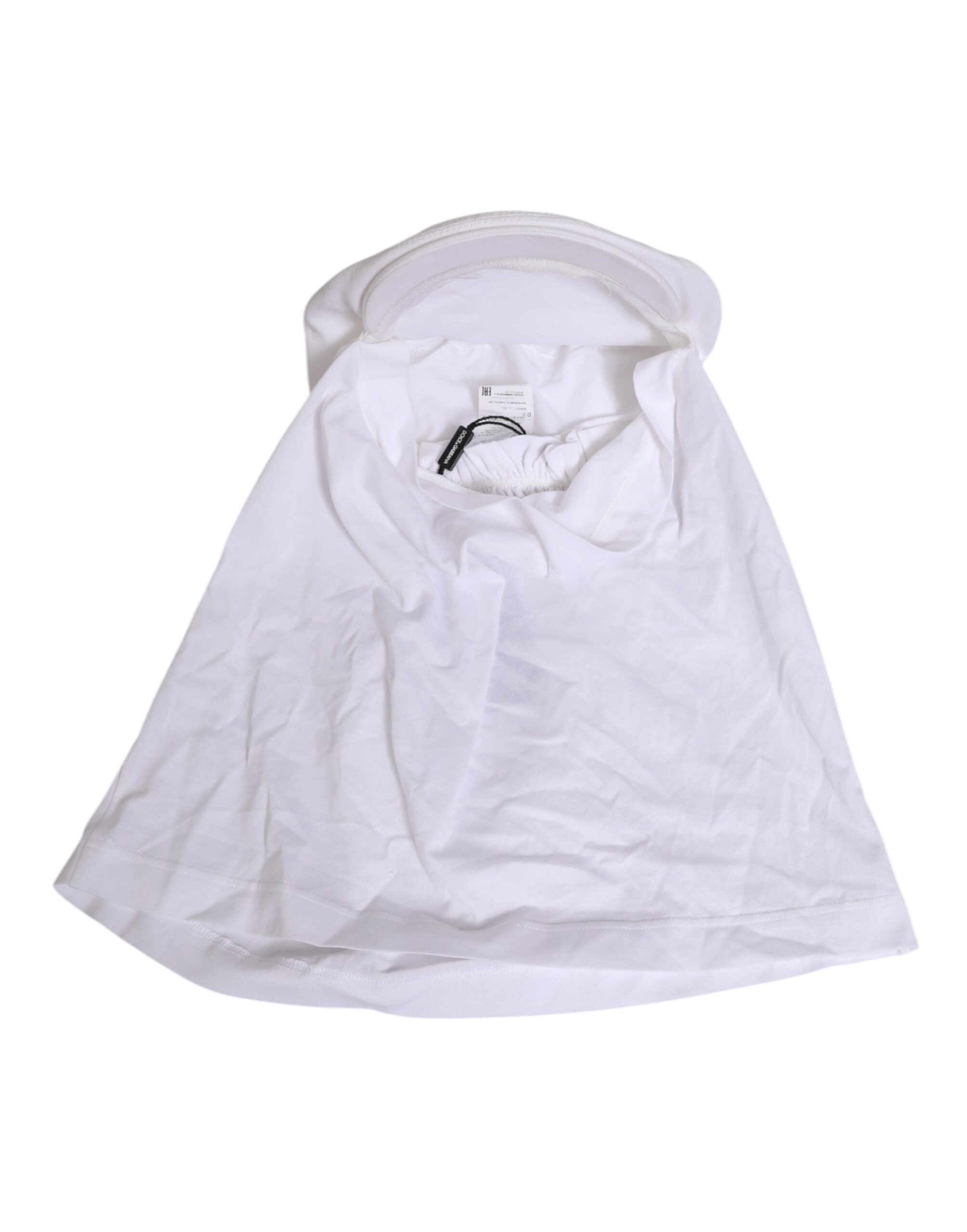Dolce & Gabbana White Cotton DG Logo Plaque Baseball Balaclava Hat - Image 3