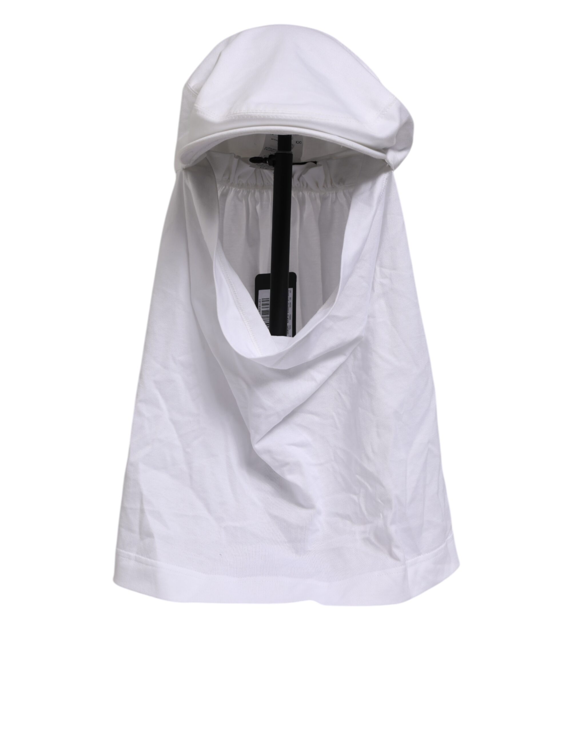 Dolce & Gabbana White Cotton DG Logo Plaque Baseball Balaclava Hat - Image 6