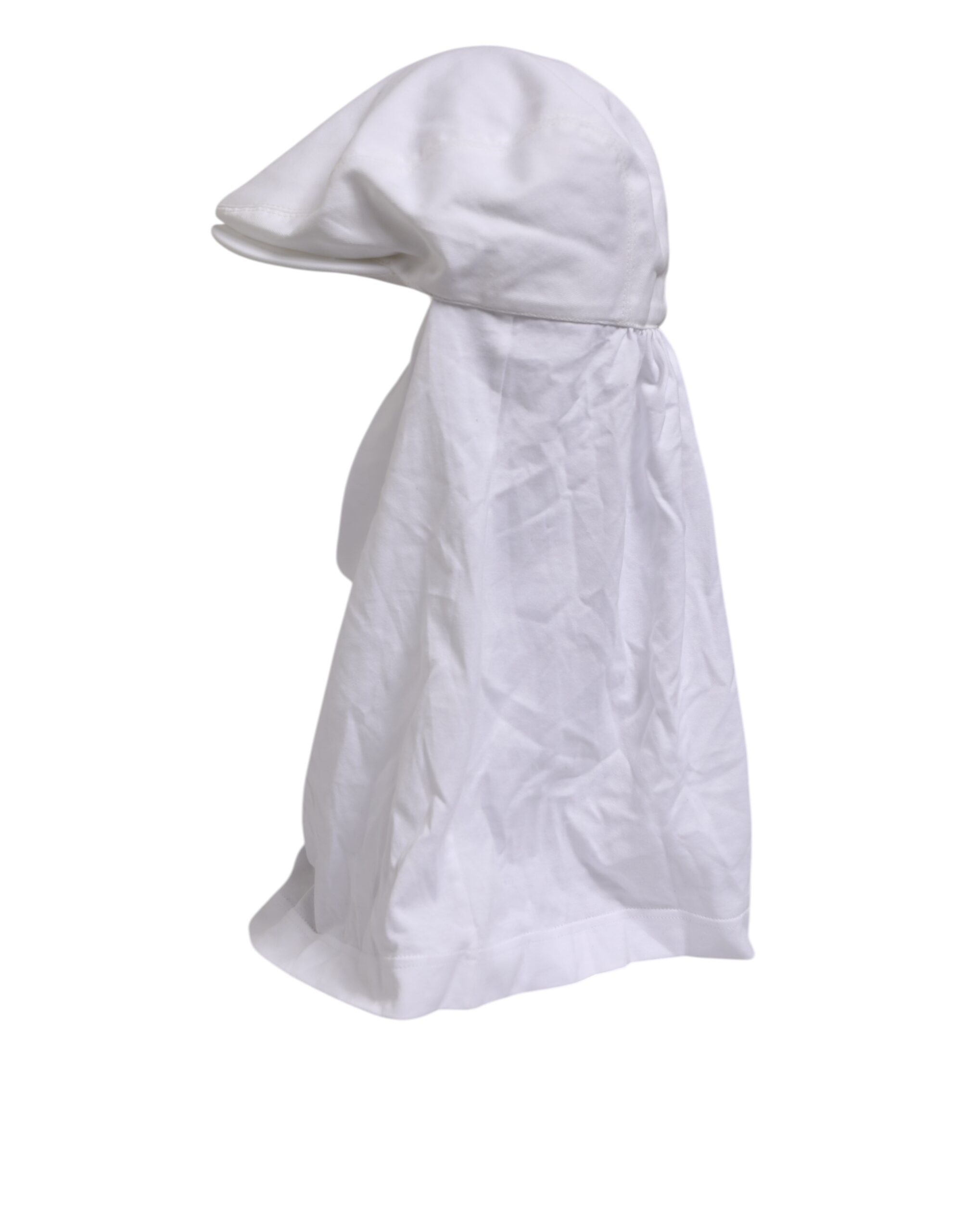 Dolce & Gabbana White Cotton DG Logo Plaque Baseball Balaclava Hat - Image 7