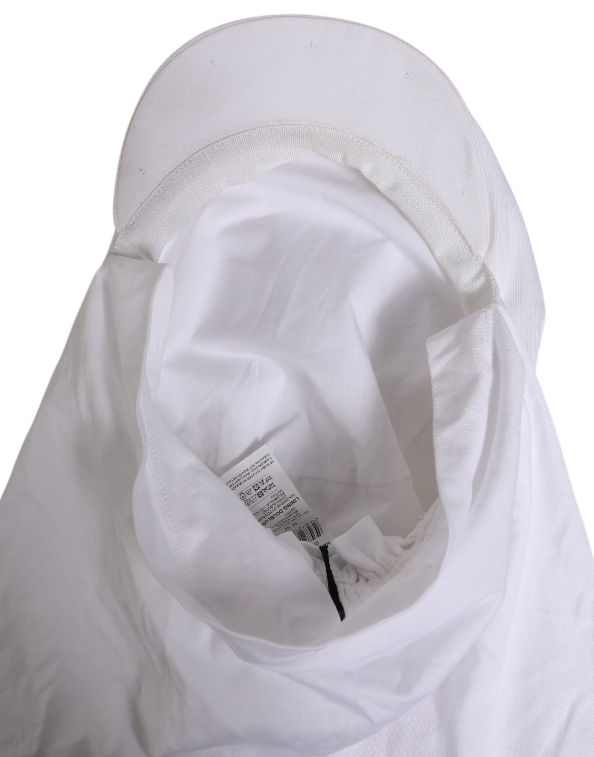 Dolce & Gabbana White Cotton DG Logo Plaque Baseball Balaclava Hat - Image 8