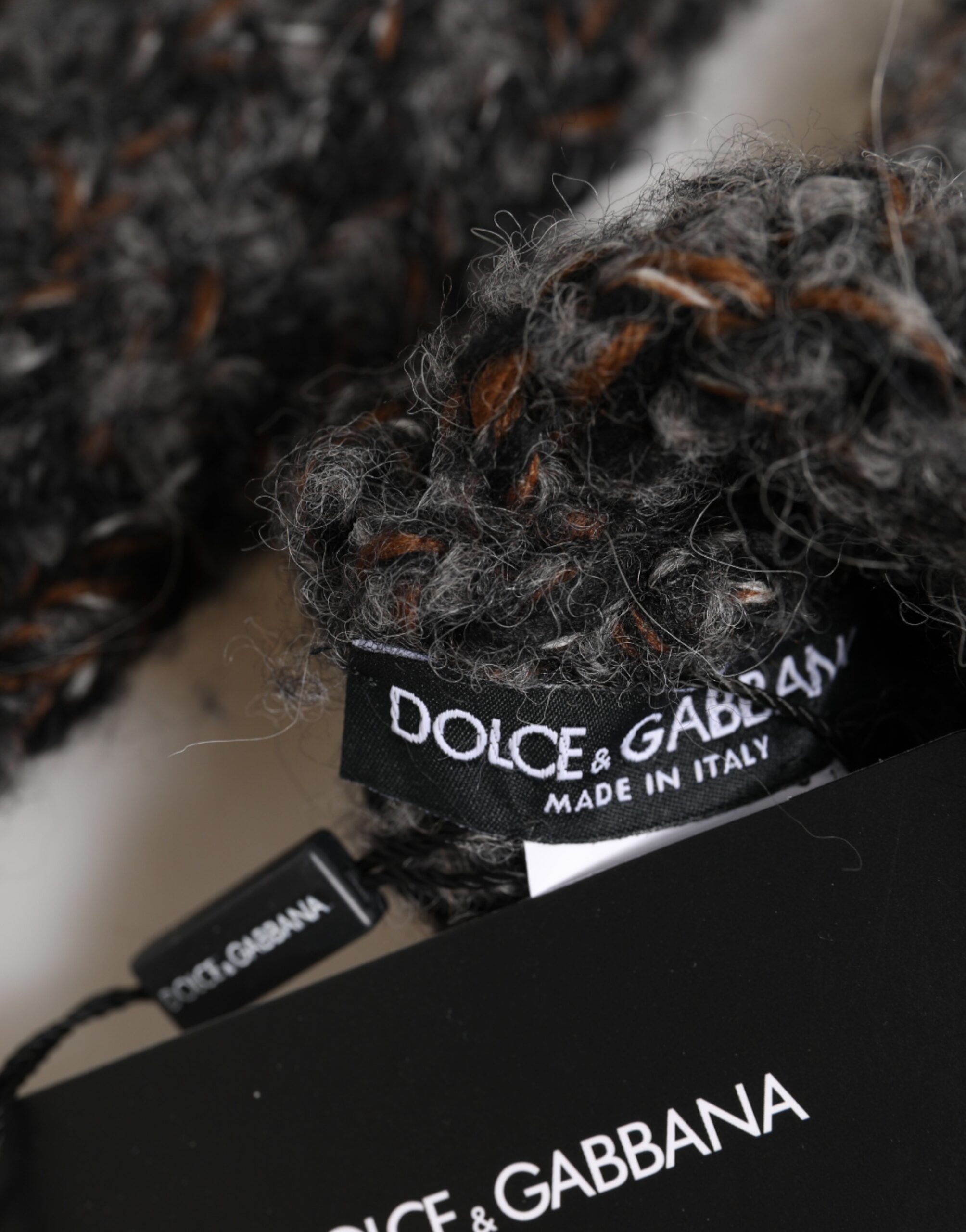 Dolce & Gabbana Gray Virgin Wool Knitted Fingerless Men Gloves - Image 3