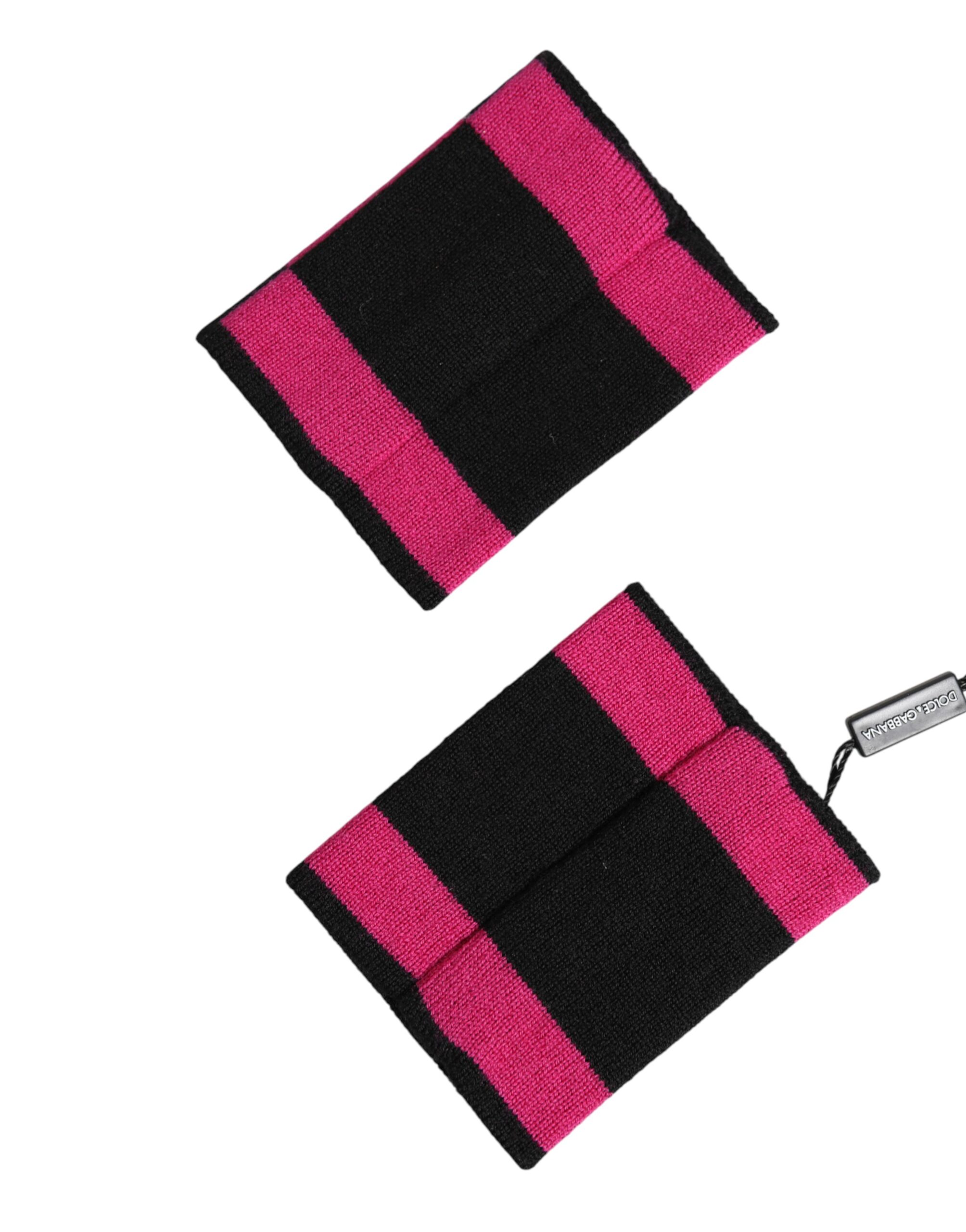 Dolce & Gabbana Black Pink DG Logo Cashmere 1 Pair Wristband - Image 3
