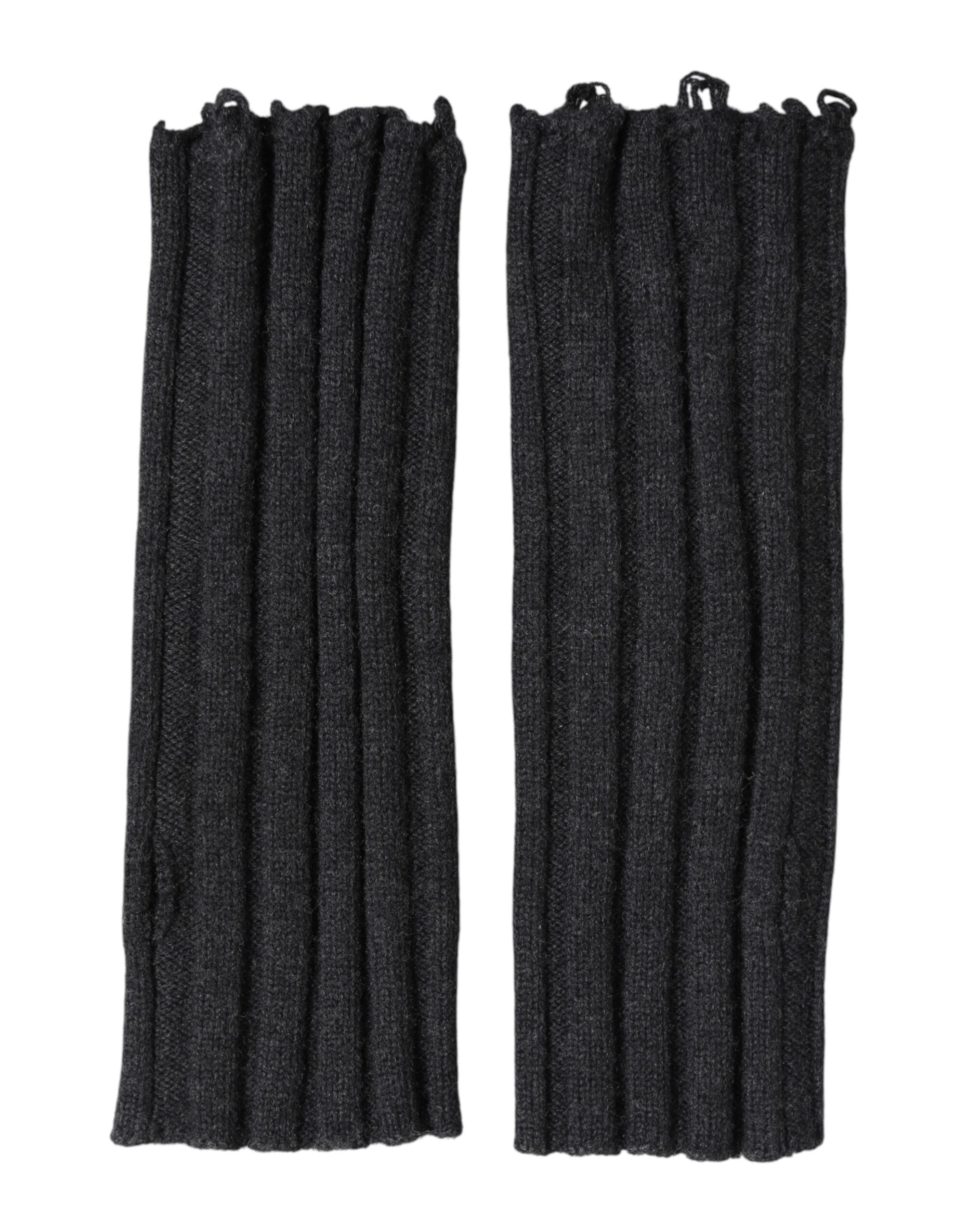 Dolce & Gabbana Black Virgin Wool Knitted Fingerless Gloves - Image 3