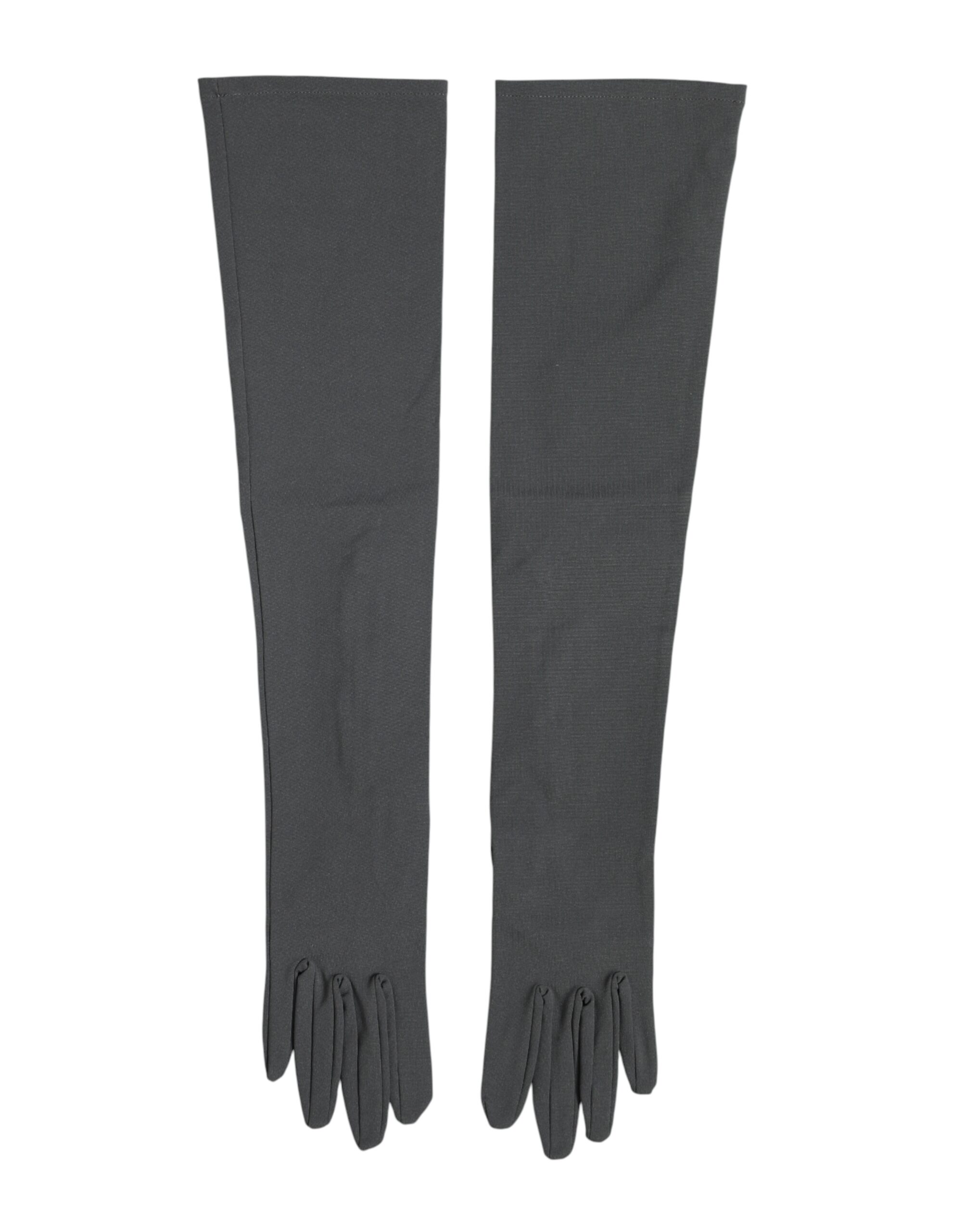 Dolce & Gabbana Dark Gray Viscose Elbow Length Mitten Men Gloves - Image 2