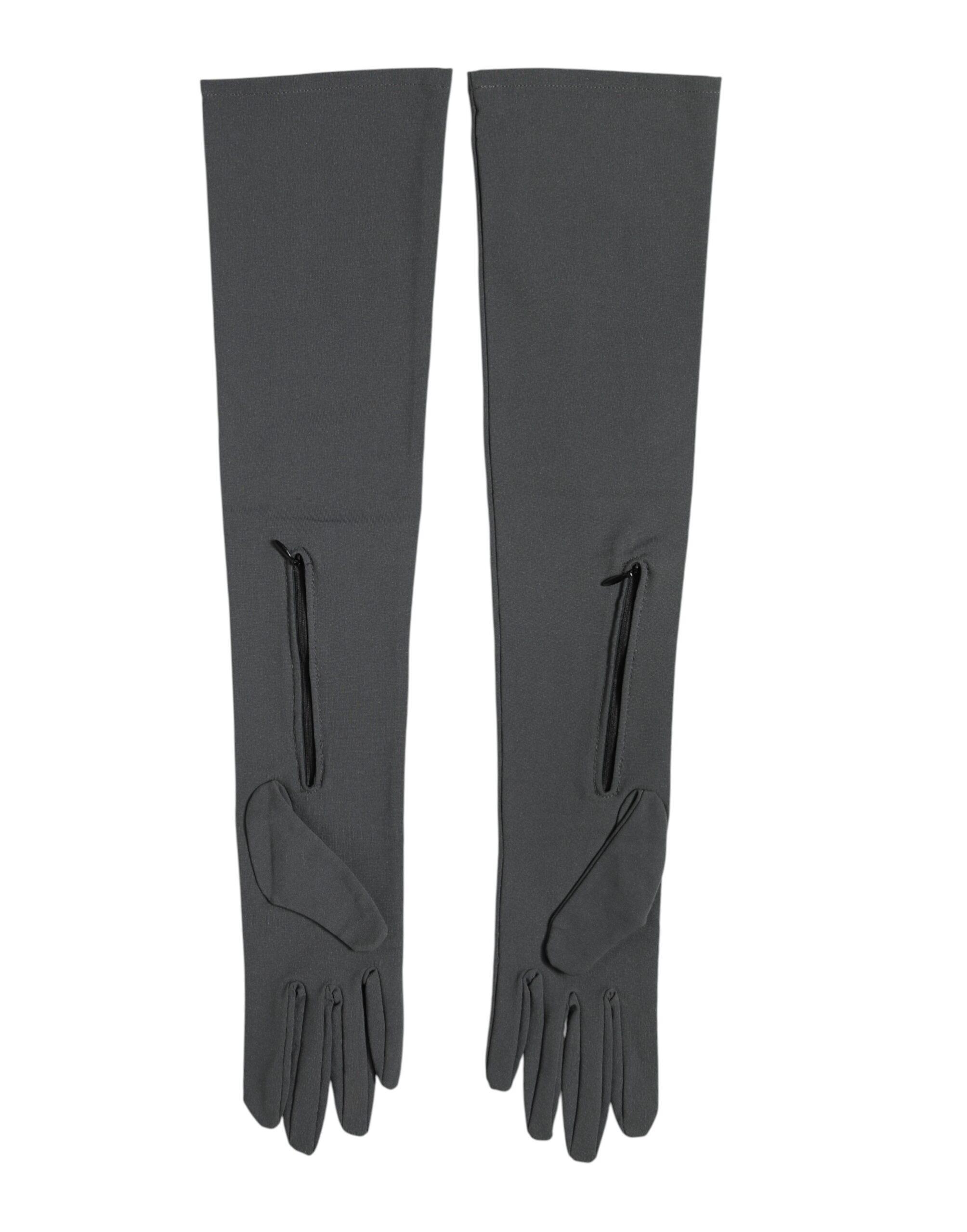 Dolce & Gabbana Dark Gray Viscose Elbow Length Mitten Men Gloves - Image 4