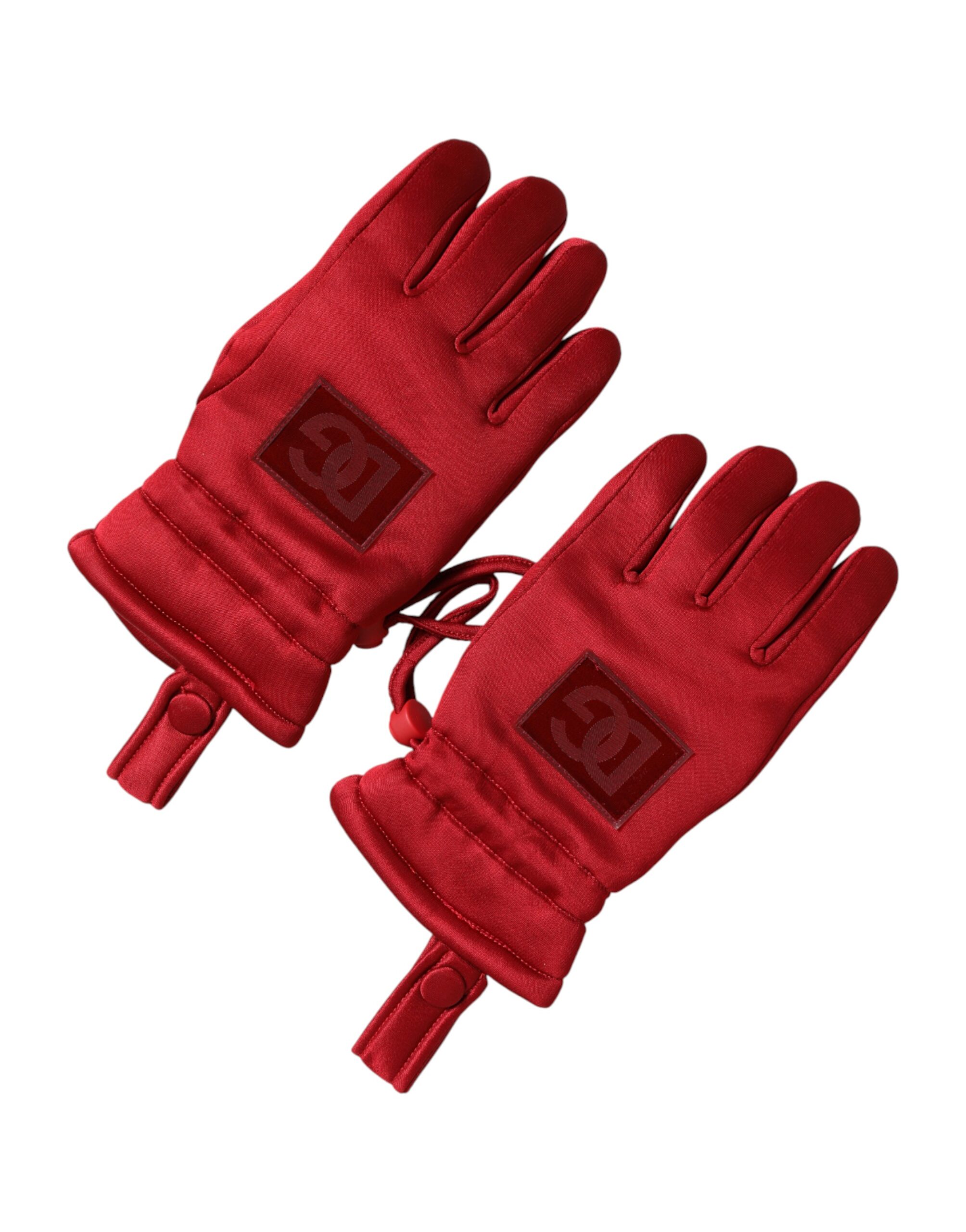 Dolce & Gabbana Red Viscose Motorcycle Biker Mitten Gloves - Image 2
