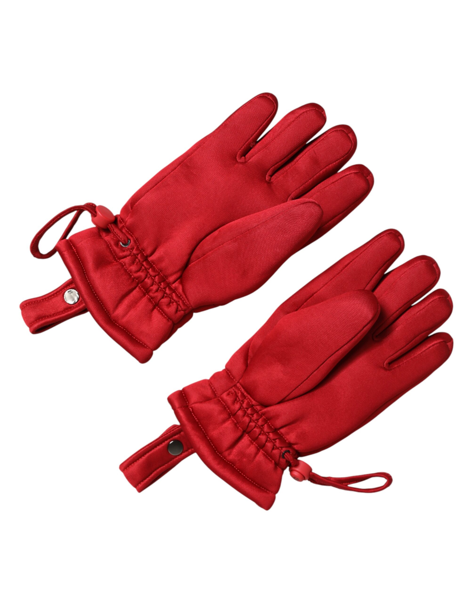 Dolce & Gabbana Red Viscose Motorcycle Biker Mitten Gloves - Image 4