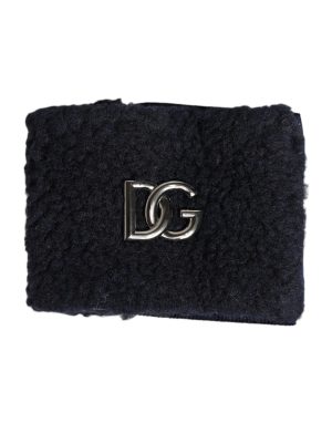 Dolce & Gabbana Black Polyester Logo Plaque Men One Size Wristband