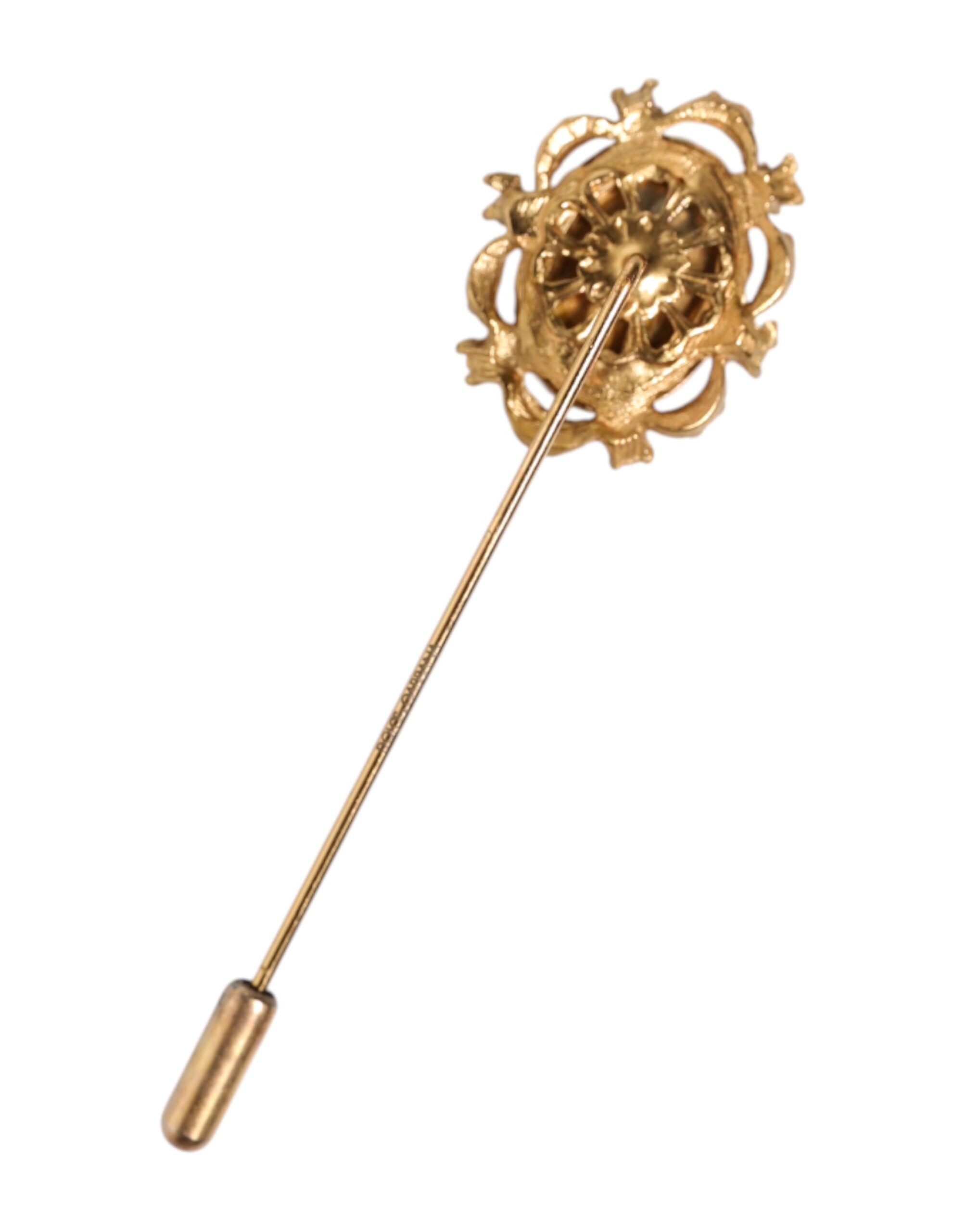 Dolce & Gabbana Gold Tone Green Stone Antique Men Accessory Brooch Pin - Image 2