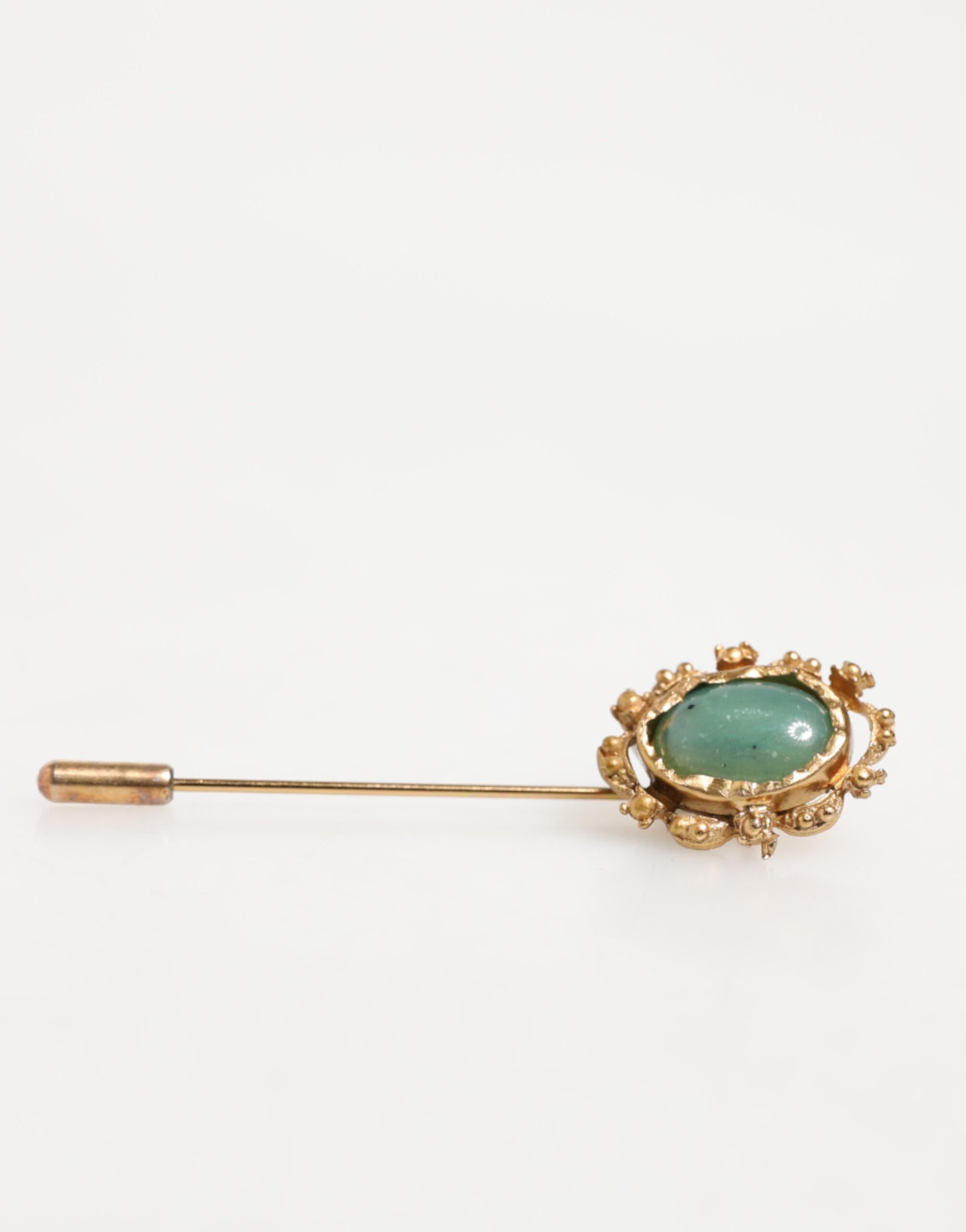 Dolce & Gabbana Gold Tone Green Stone Antique Men Accessory Brooch Pin - Image 5