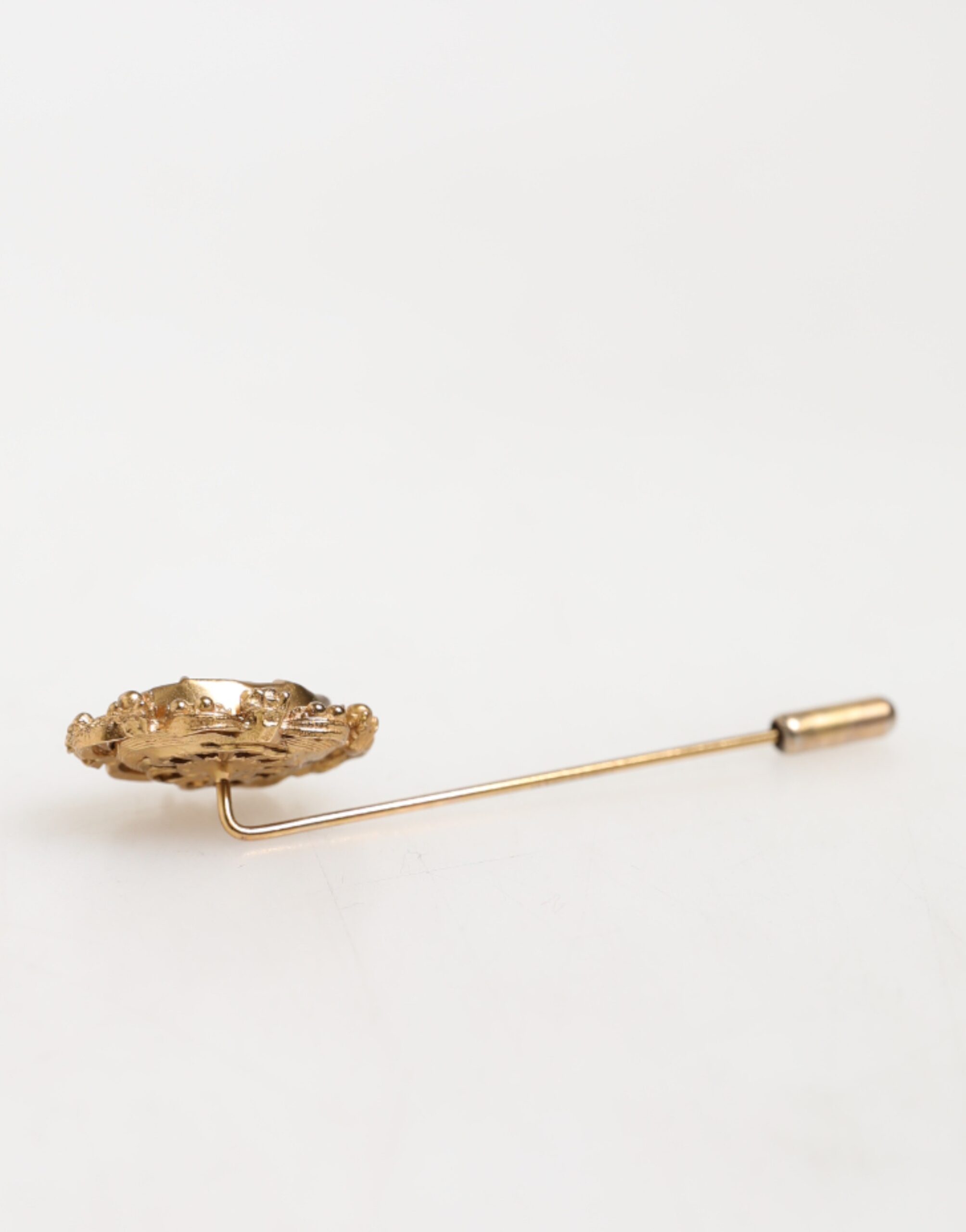 Dolce & Gabbana Gold Tone Green Stone Antique Men Accessory Brooch Pin - Image 6