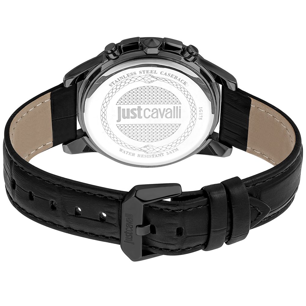 Just Cavalli Black Leather Dress Watch - Image 2