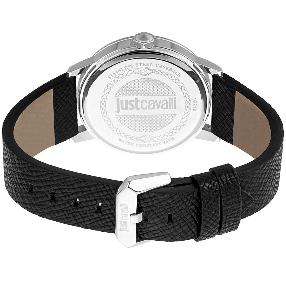 Just Cavalli Black Leather Dress Watch - Image 2