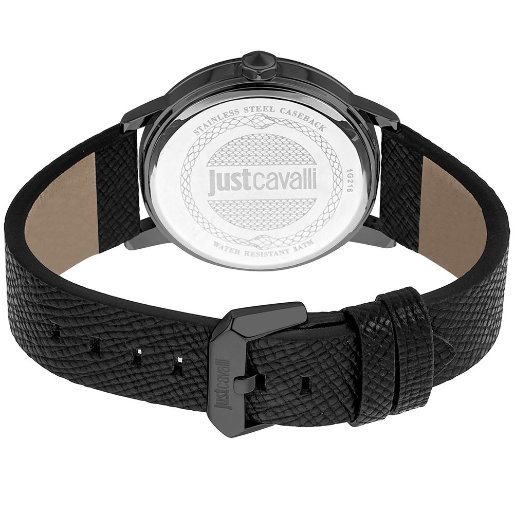 Just Cavalli Black Leather Dress Watch - Image 2