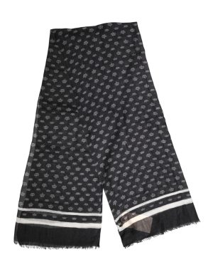 Dolce & Gabbana Black Crown Cashmere Neck Wrap Shawl Scarf